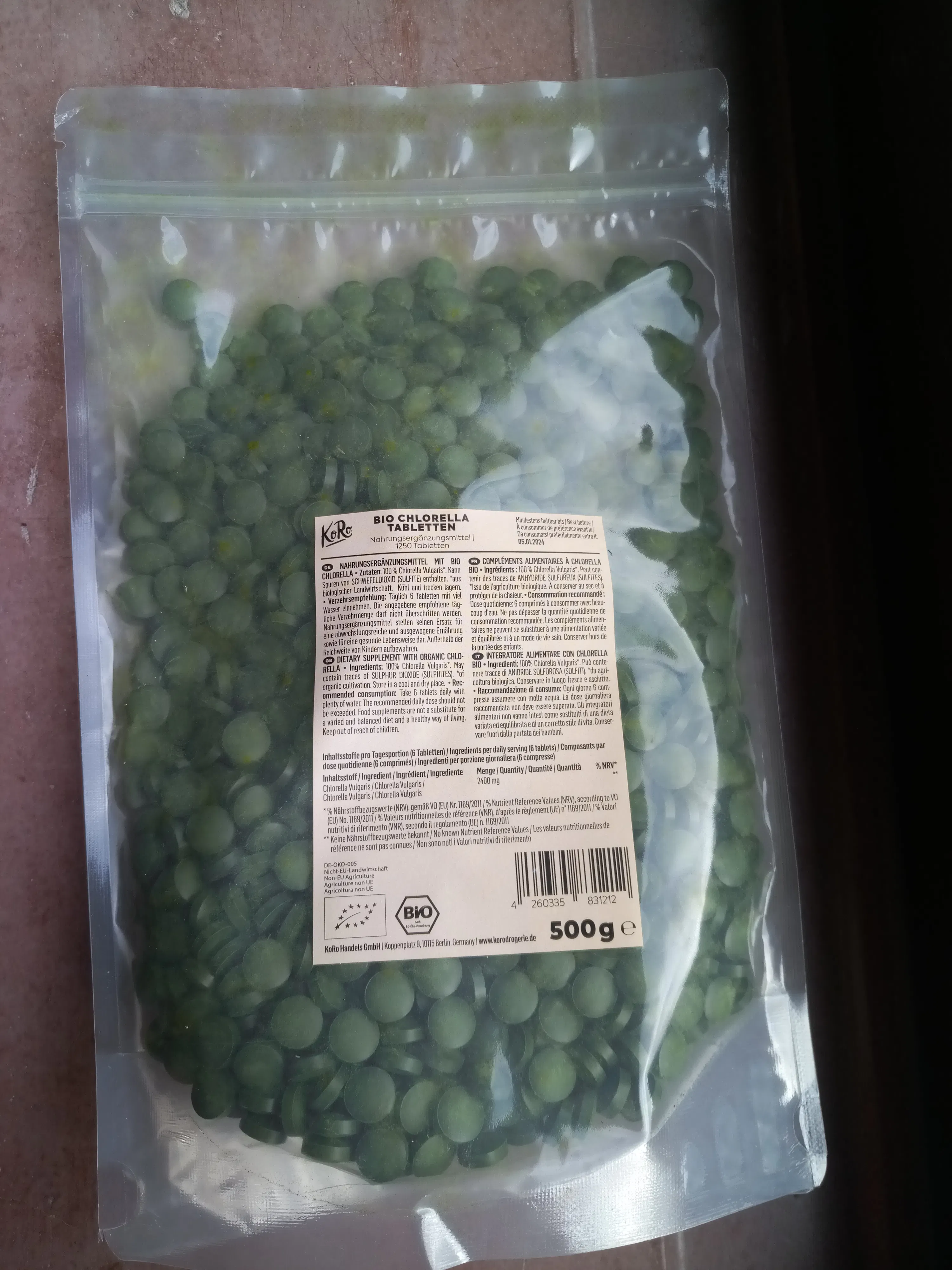 Bio Chlorella Tabletten 500 g | CHLOR_001 | KoRo Germany