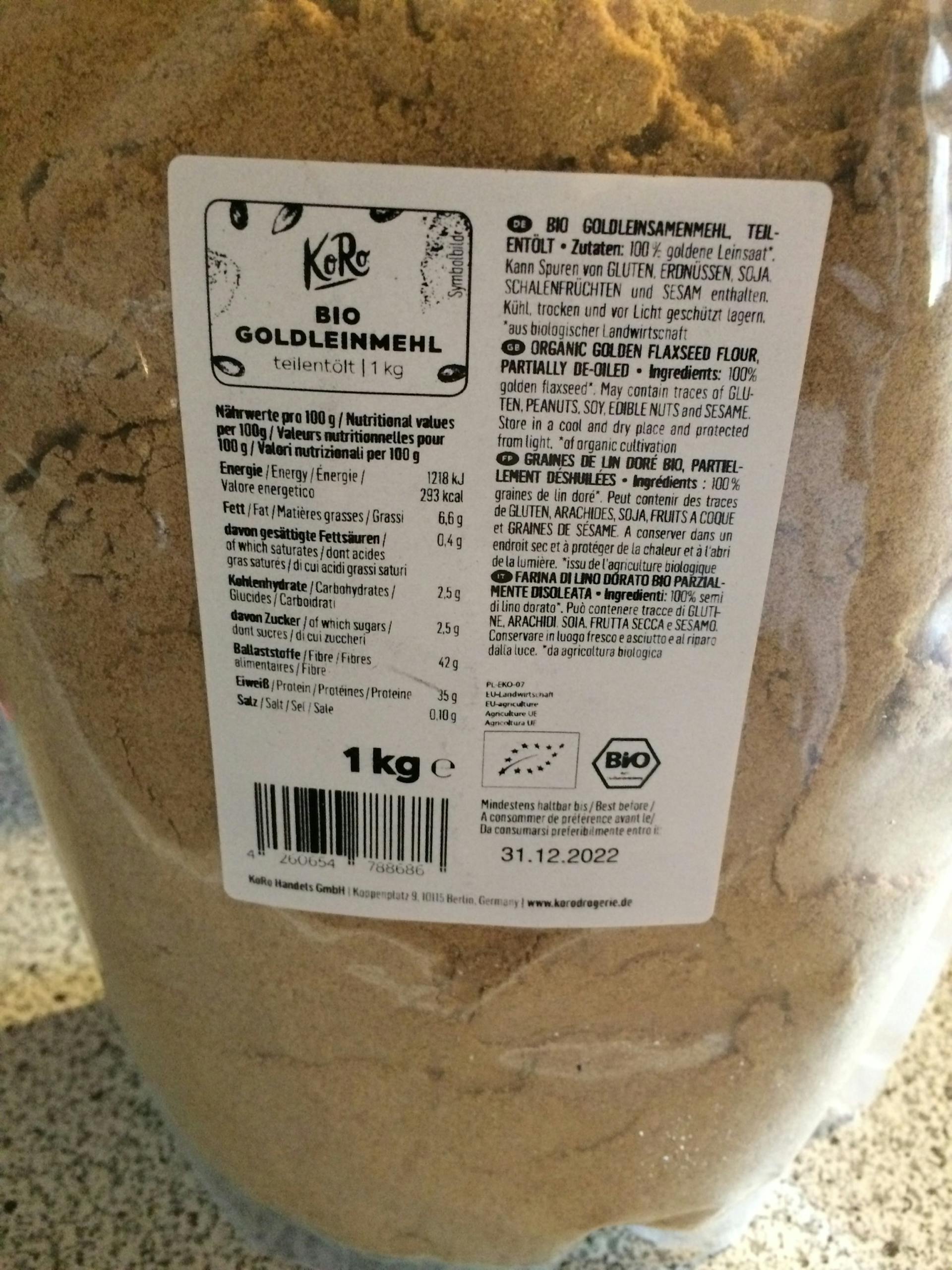 Farine de lin déshuilée - 1000 g - La Biolangerie 