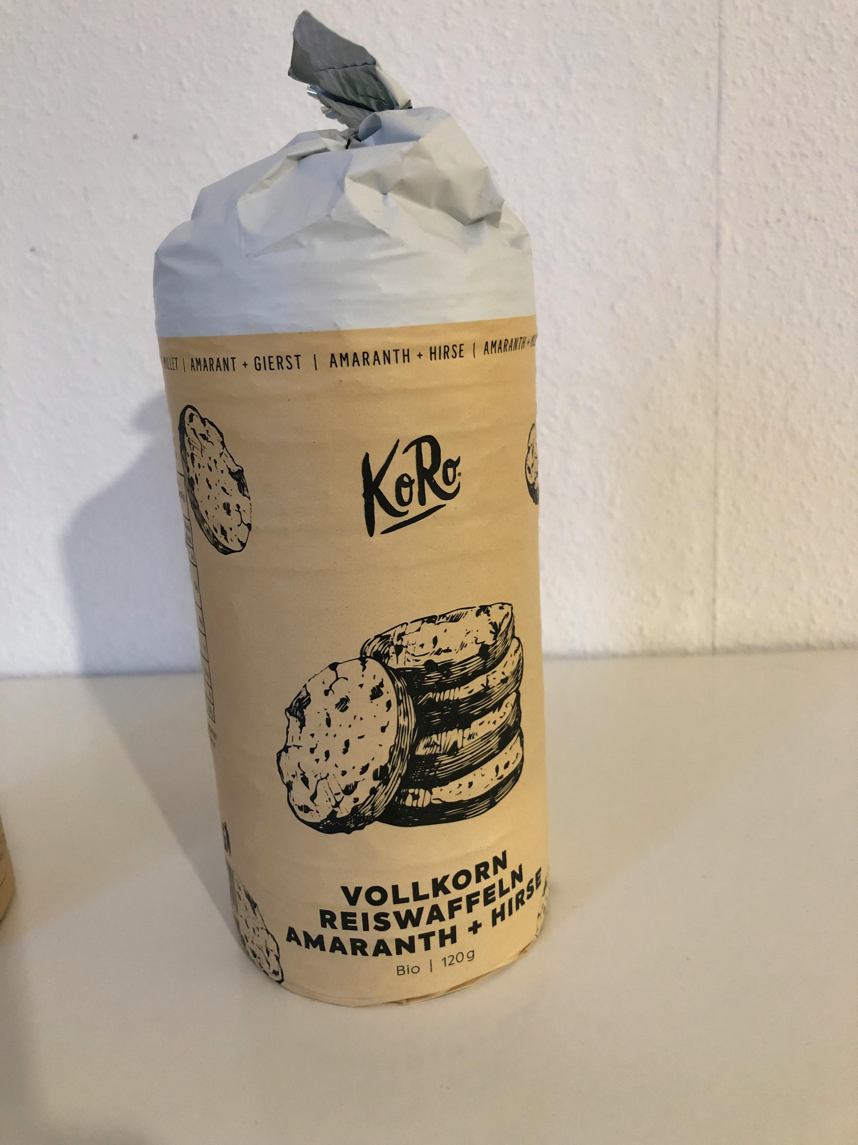 une boîte de biscuits avec l' écriture vollkorn reiswaffeln amaranth hirsch