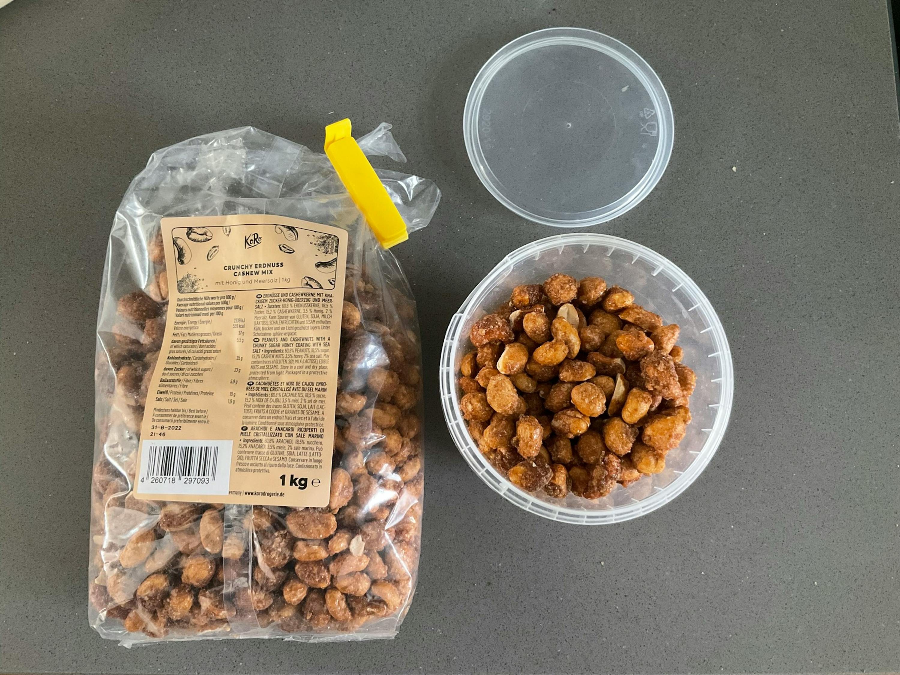Mélange noix de cajou et cacahuètes salées au miel 1 kg