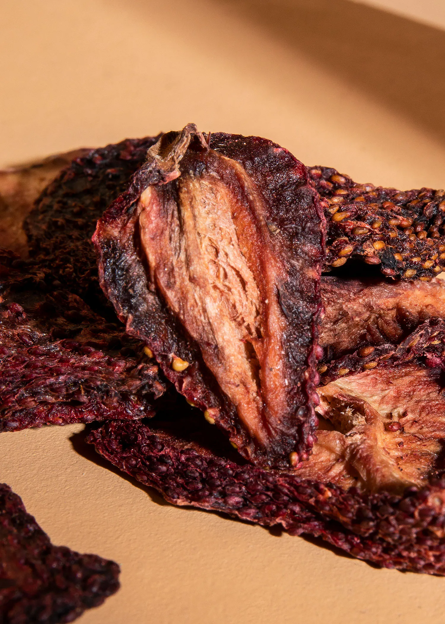 a close up of a piece of food that looks like a piece of meat