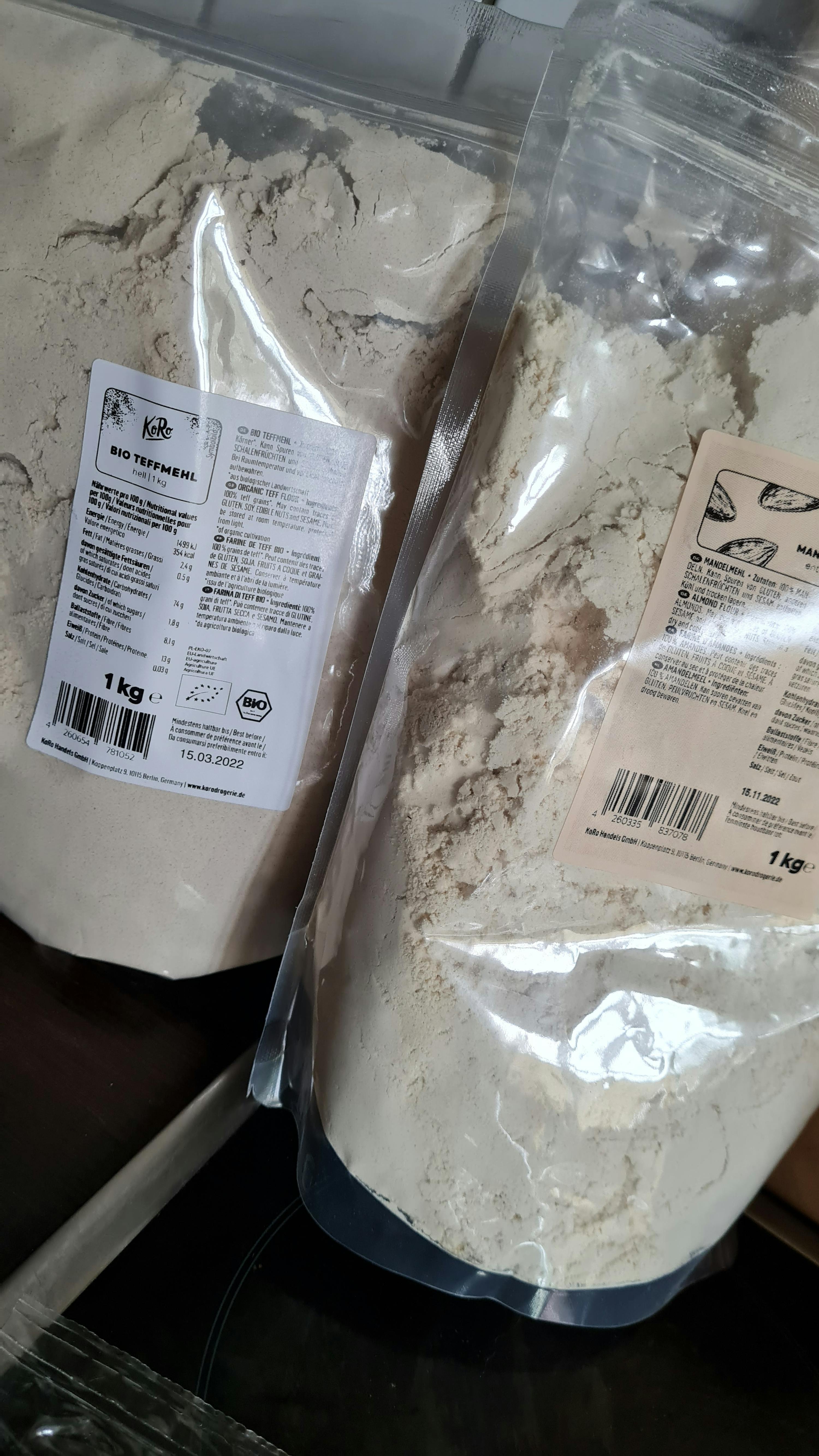 a bag of flour sits next to a bag of flour