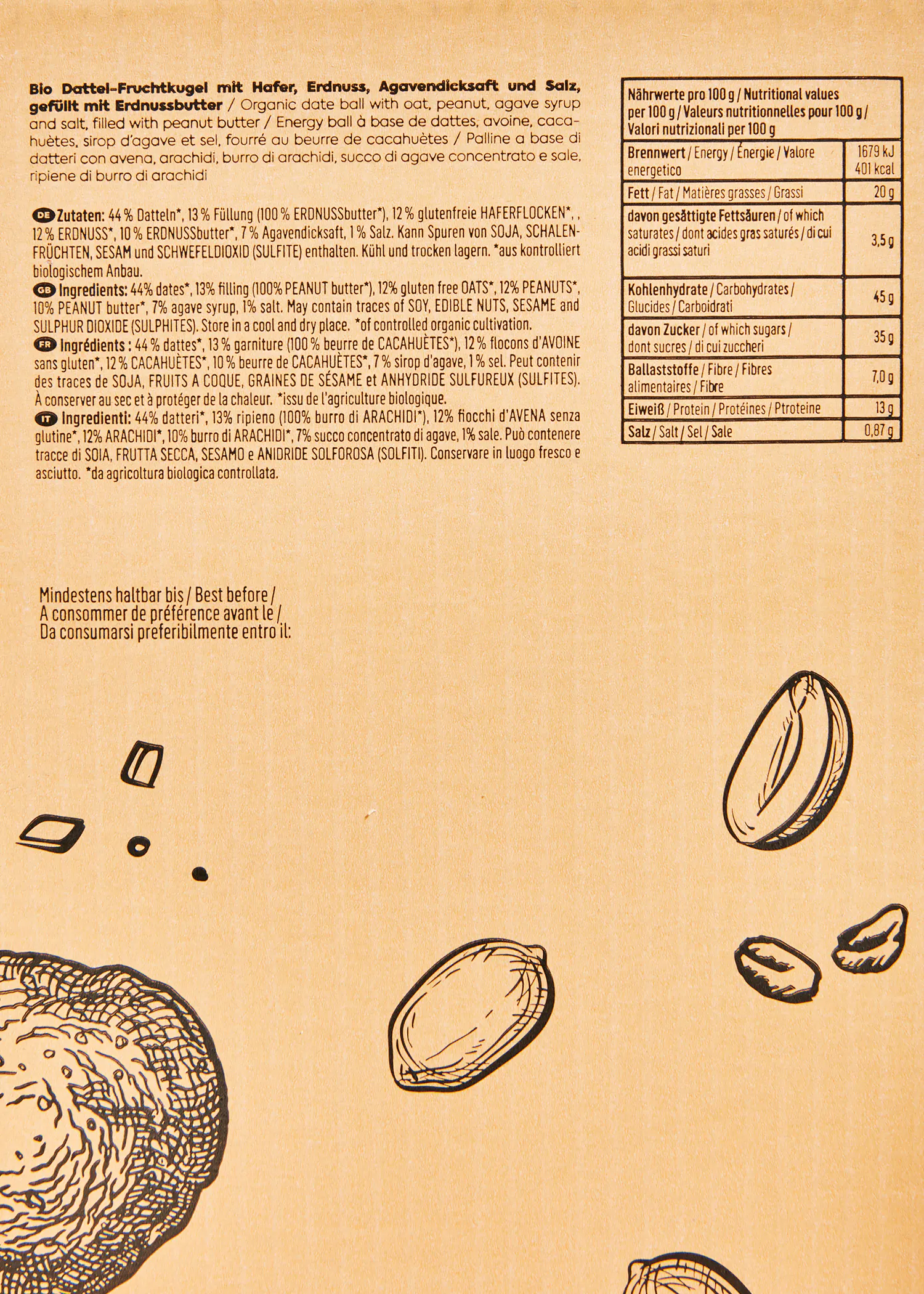 l' arrière de l' emballage d' un produit avec des ingrédients et des informations nutritionnelles