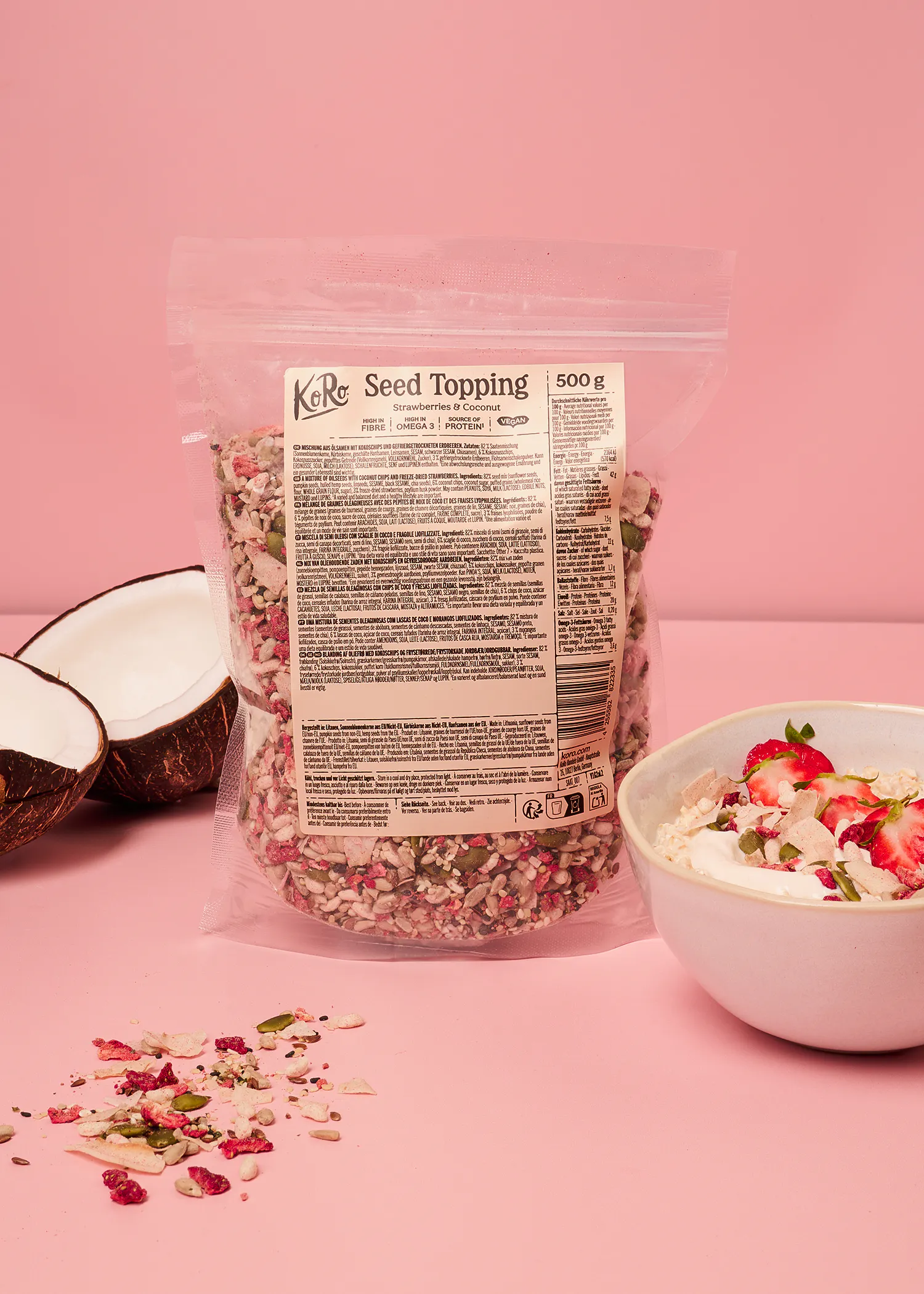 Mix di semi per topping con fragola e cocco | 500 g