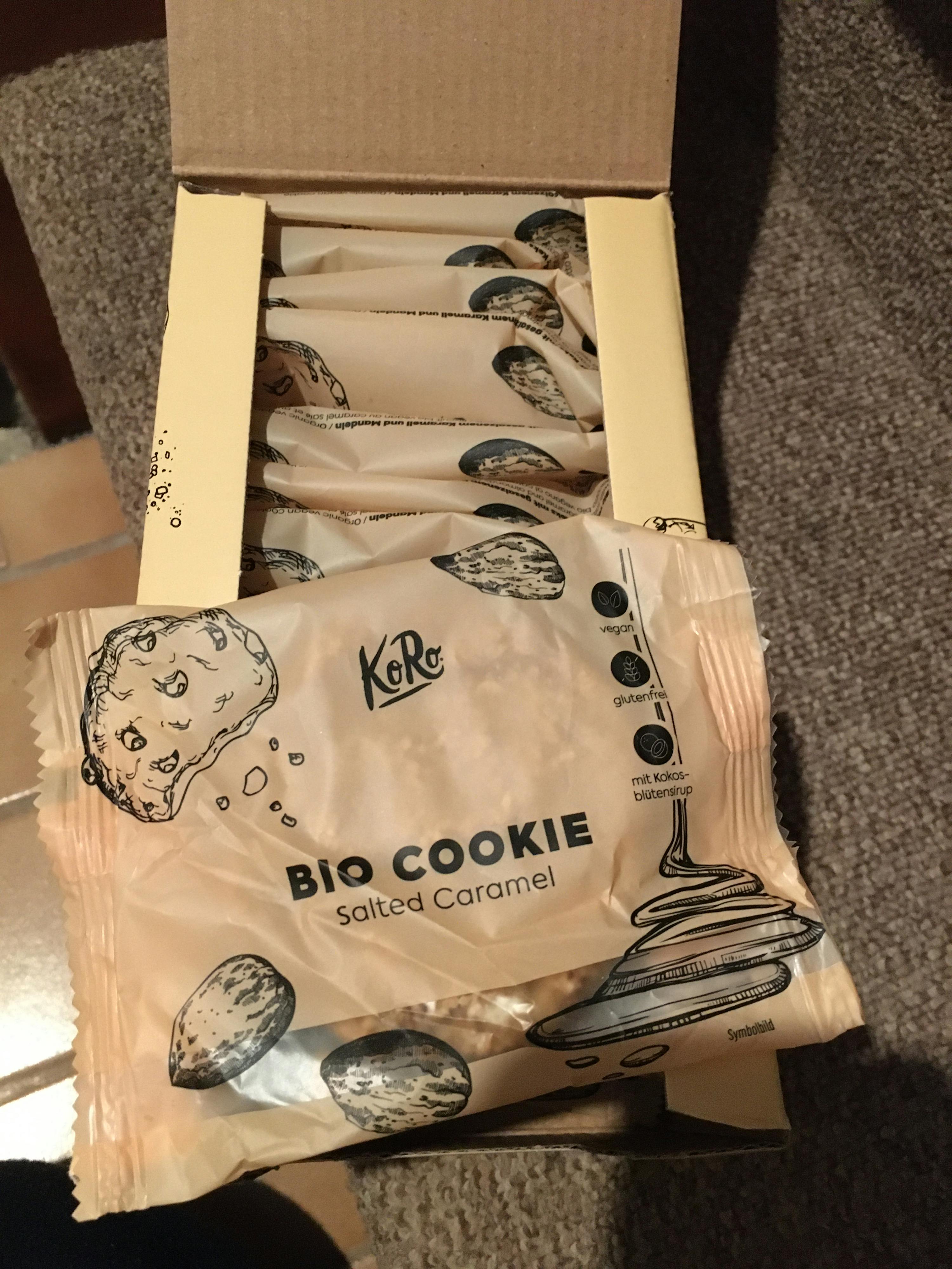 an open box of bio cookie salted caramel
