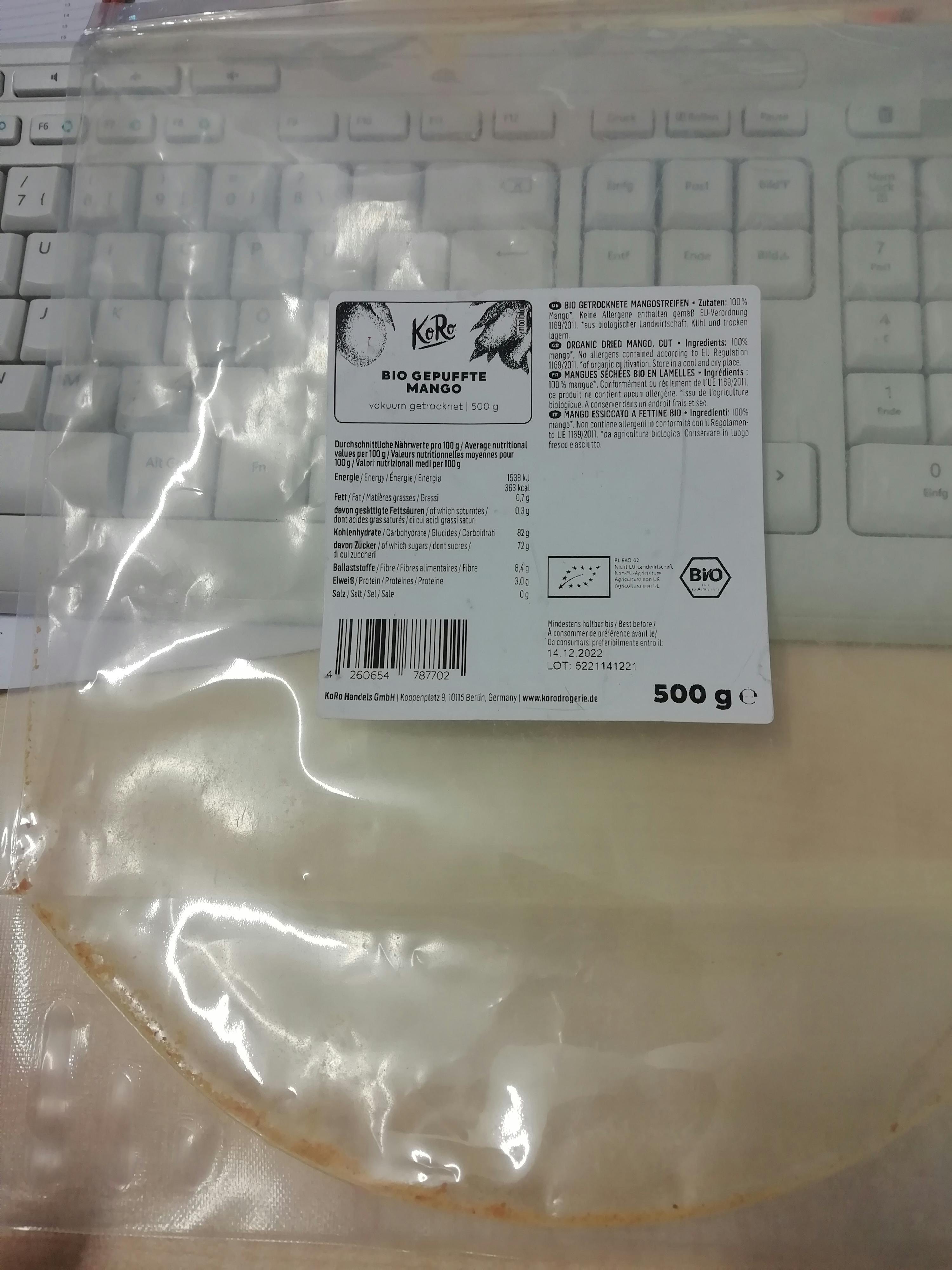 a 500 g package of bio depuffte is sitting on a keyboard