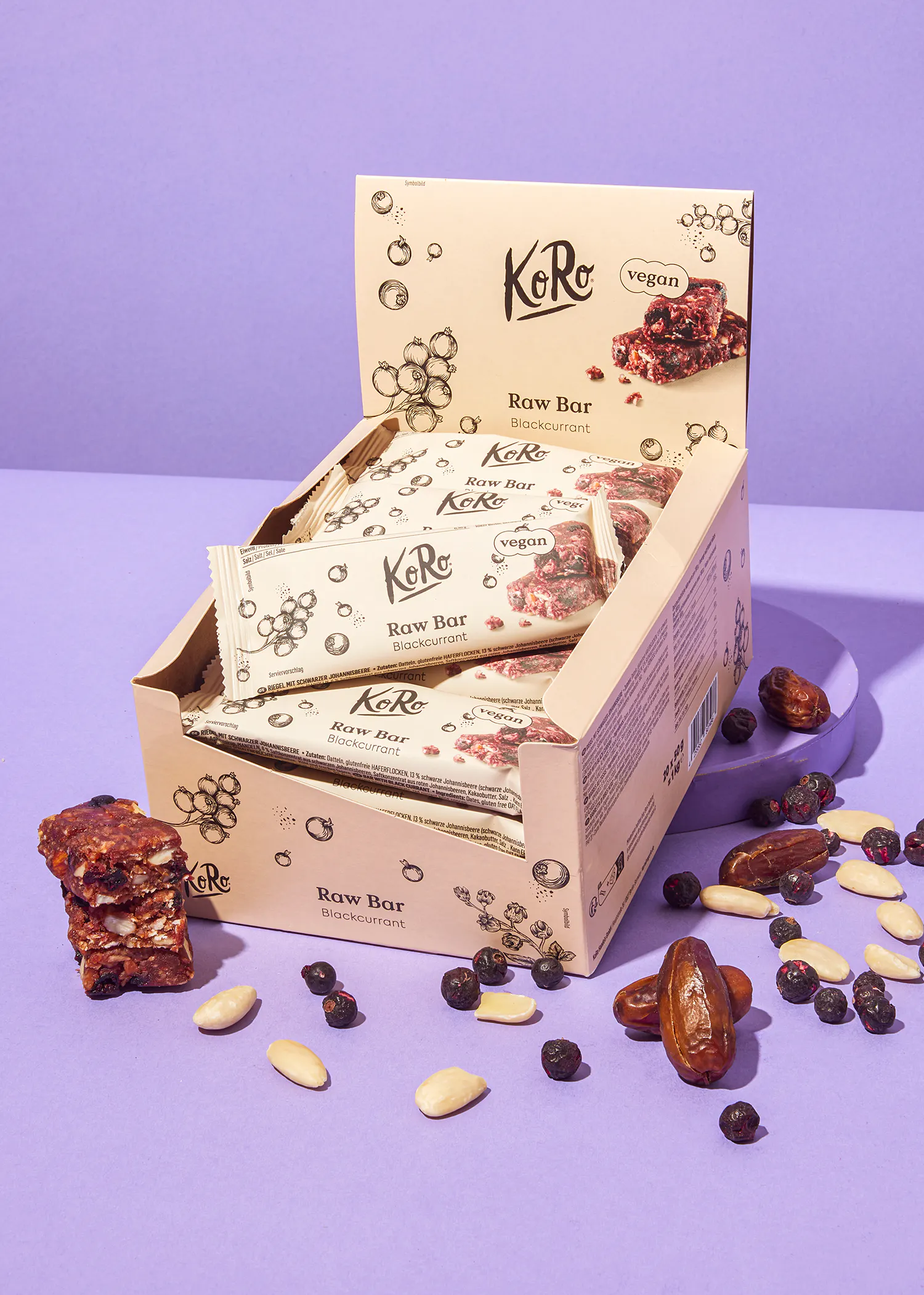 eine Schachtel raw-Bars auf einem Tisch