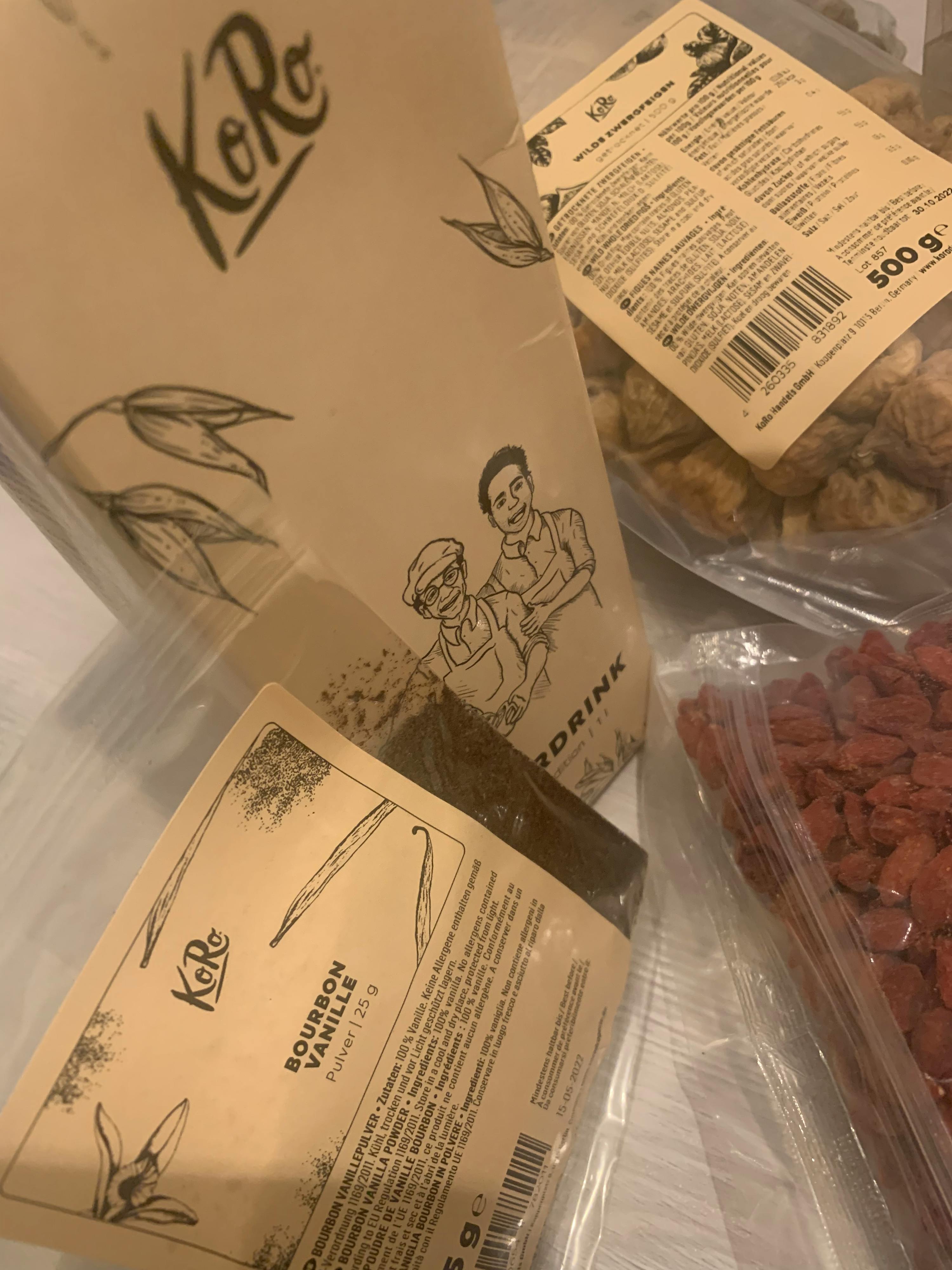 a package of bourbon vanilla sits on a table