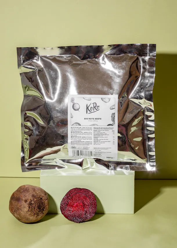 a package of bio rote beete sits next to a beet