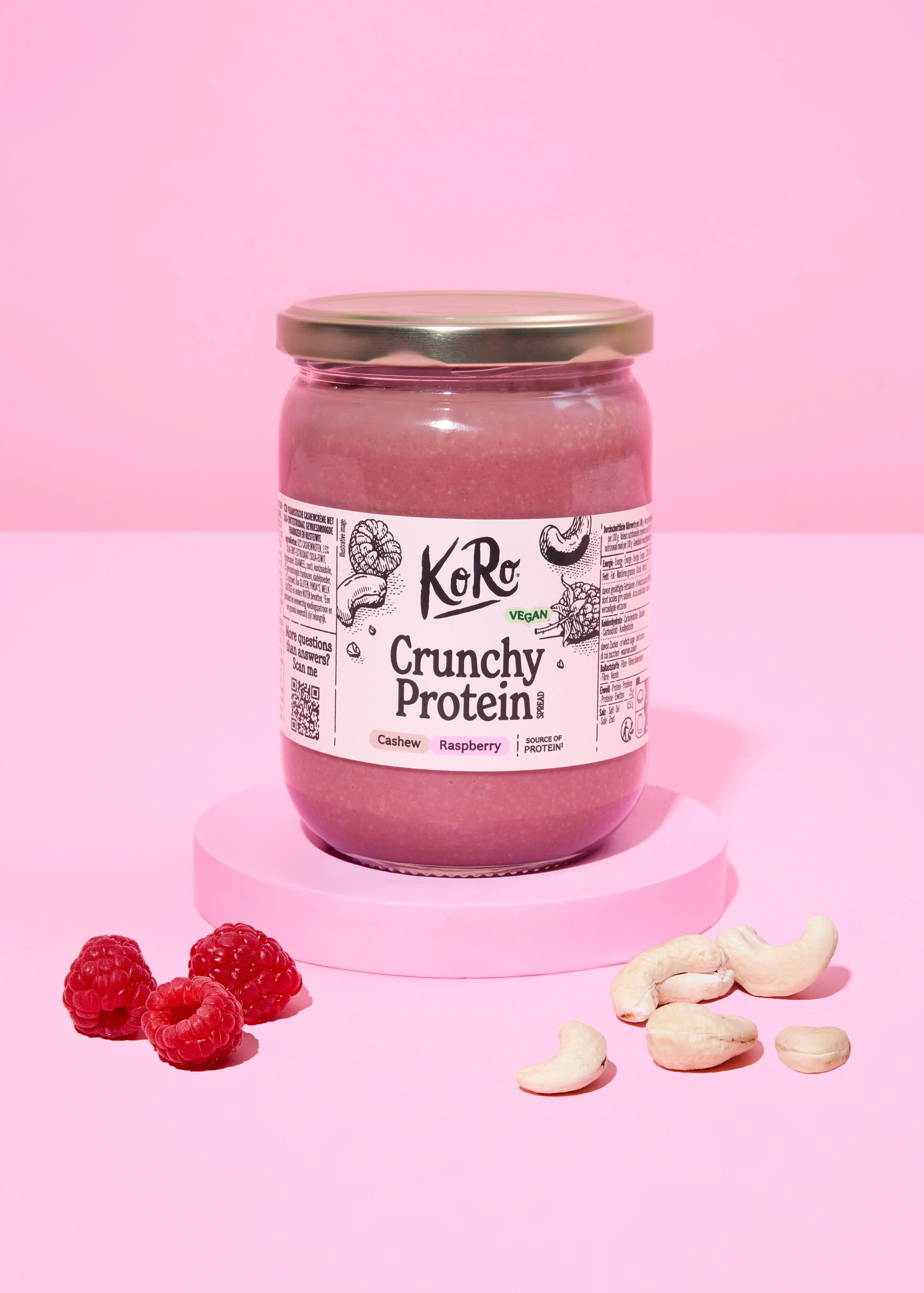 Pâte à tartiner protéinée vegan cajou-framboise 500 g