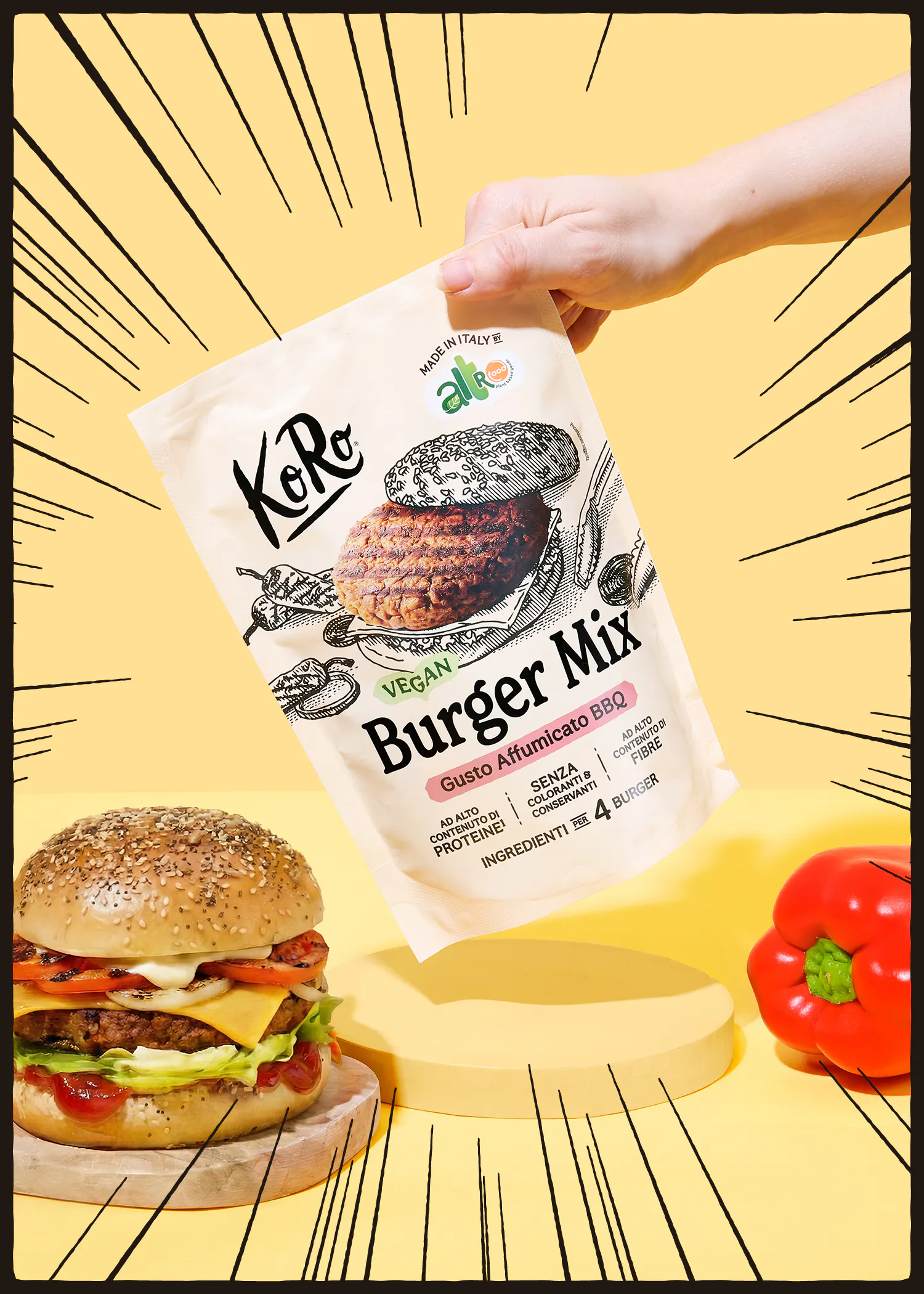 Mix per burger vegan al gusto BBQ “KoRo x Altrofood” | 120 g