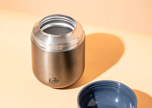 a stainless steel container with the word kera written on it