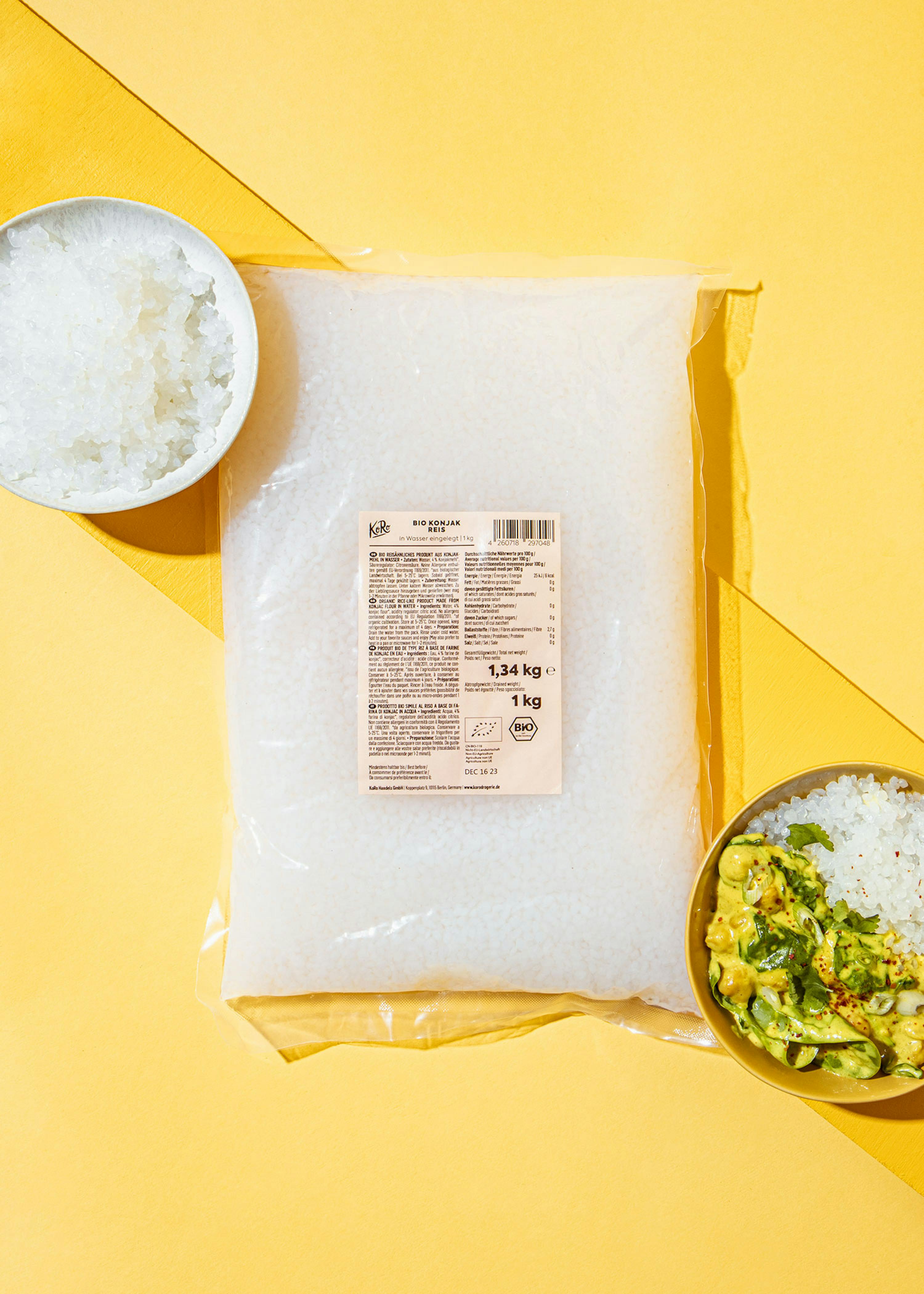 Riz de konjac bio 1 kg - Faible teneur en calories