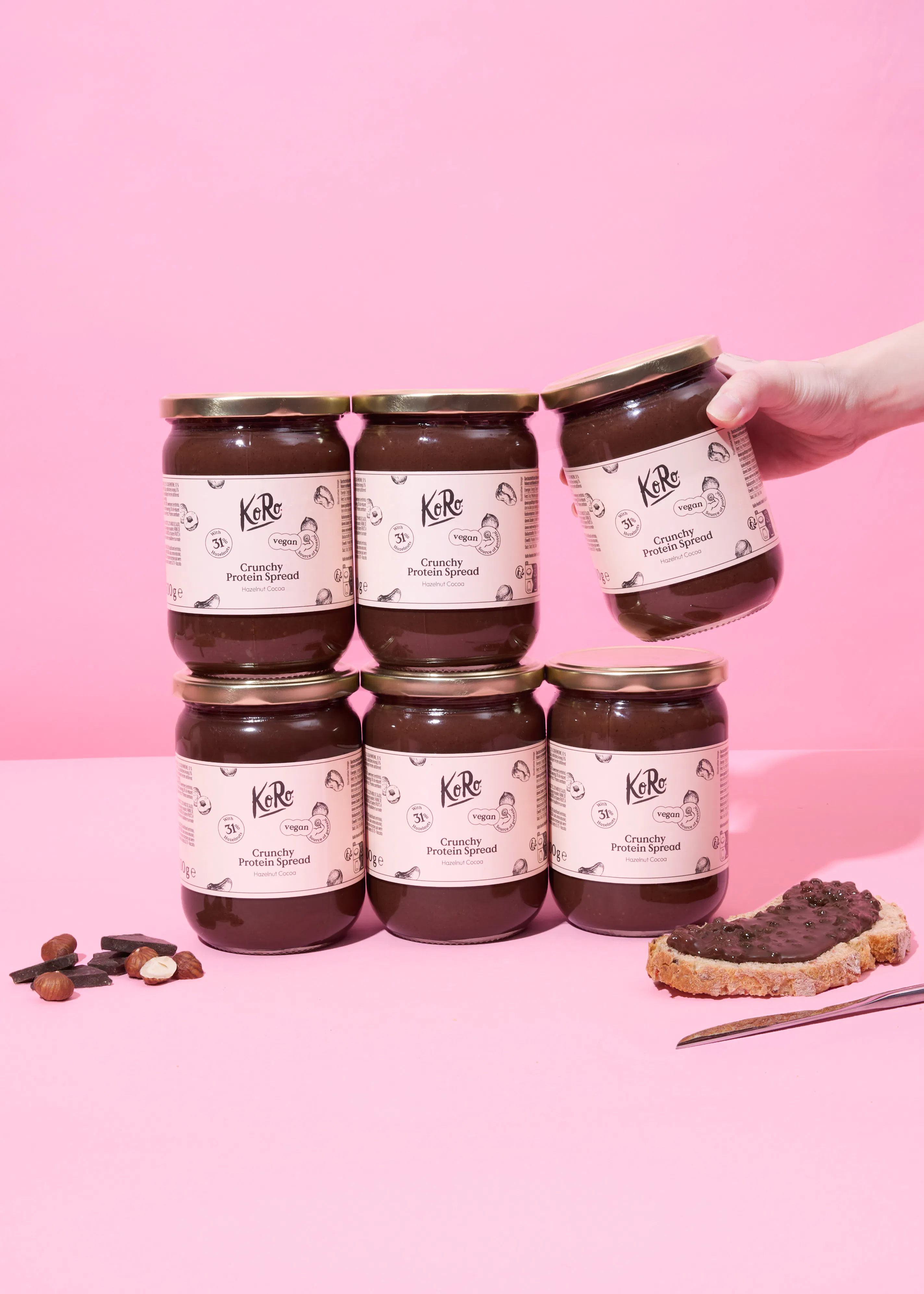 Vegansk proteinkräm, hasselnöt & kakao 6 x 500 g