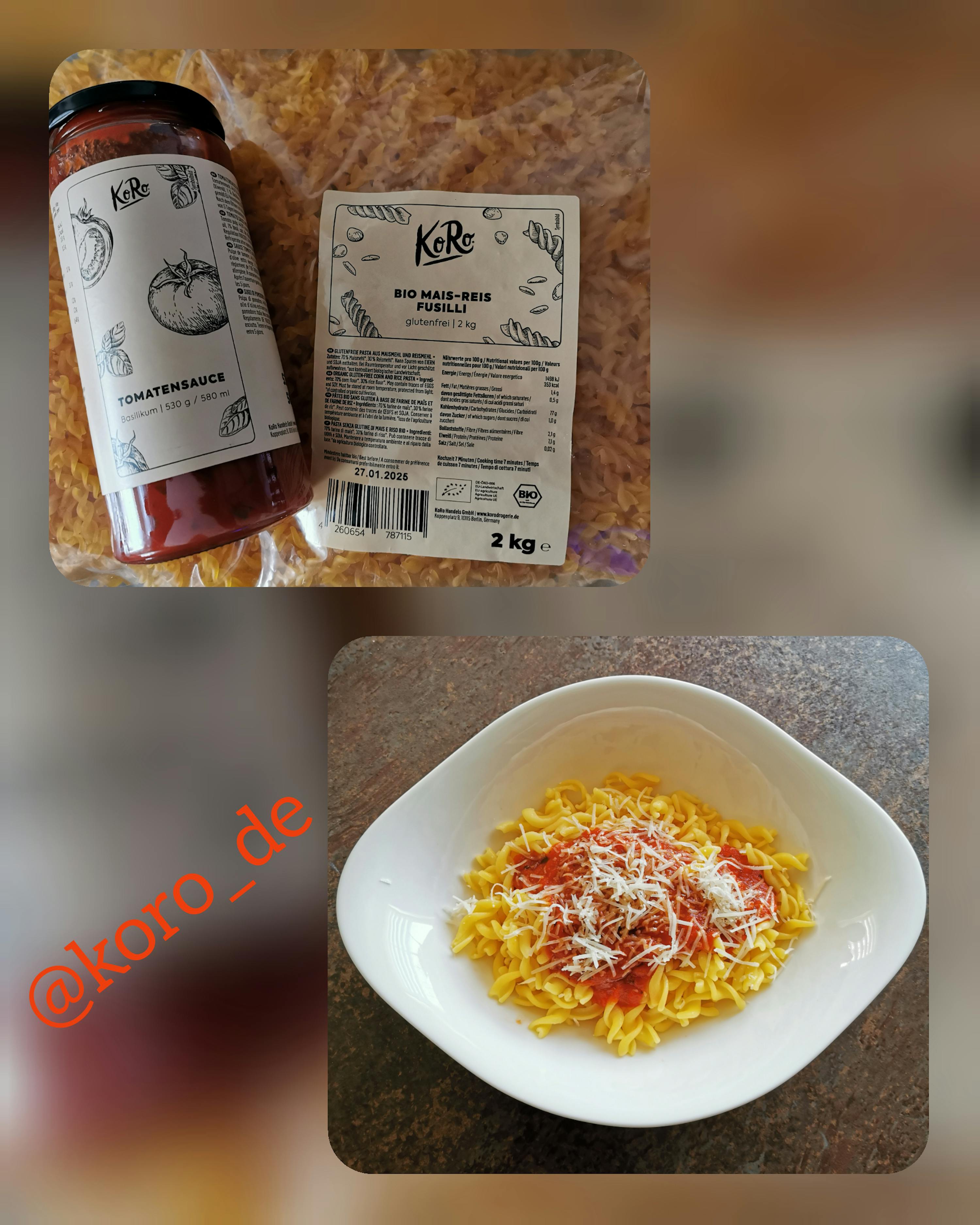 une bouteille de sauce tomate et une assiette de pâtes