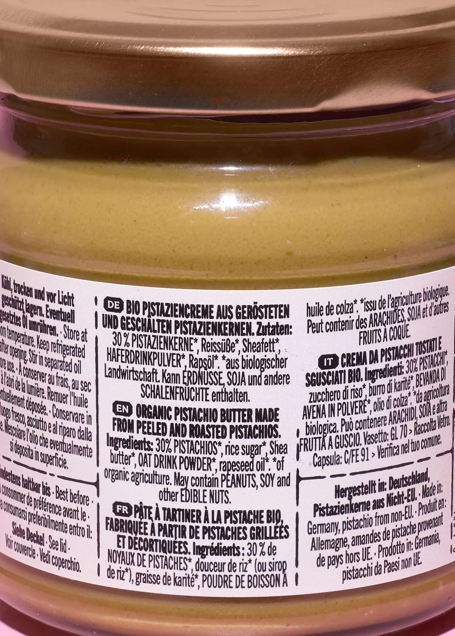 Crème de pistache bio avec 30 % de pistaches 200 g