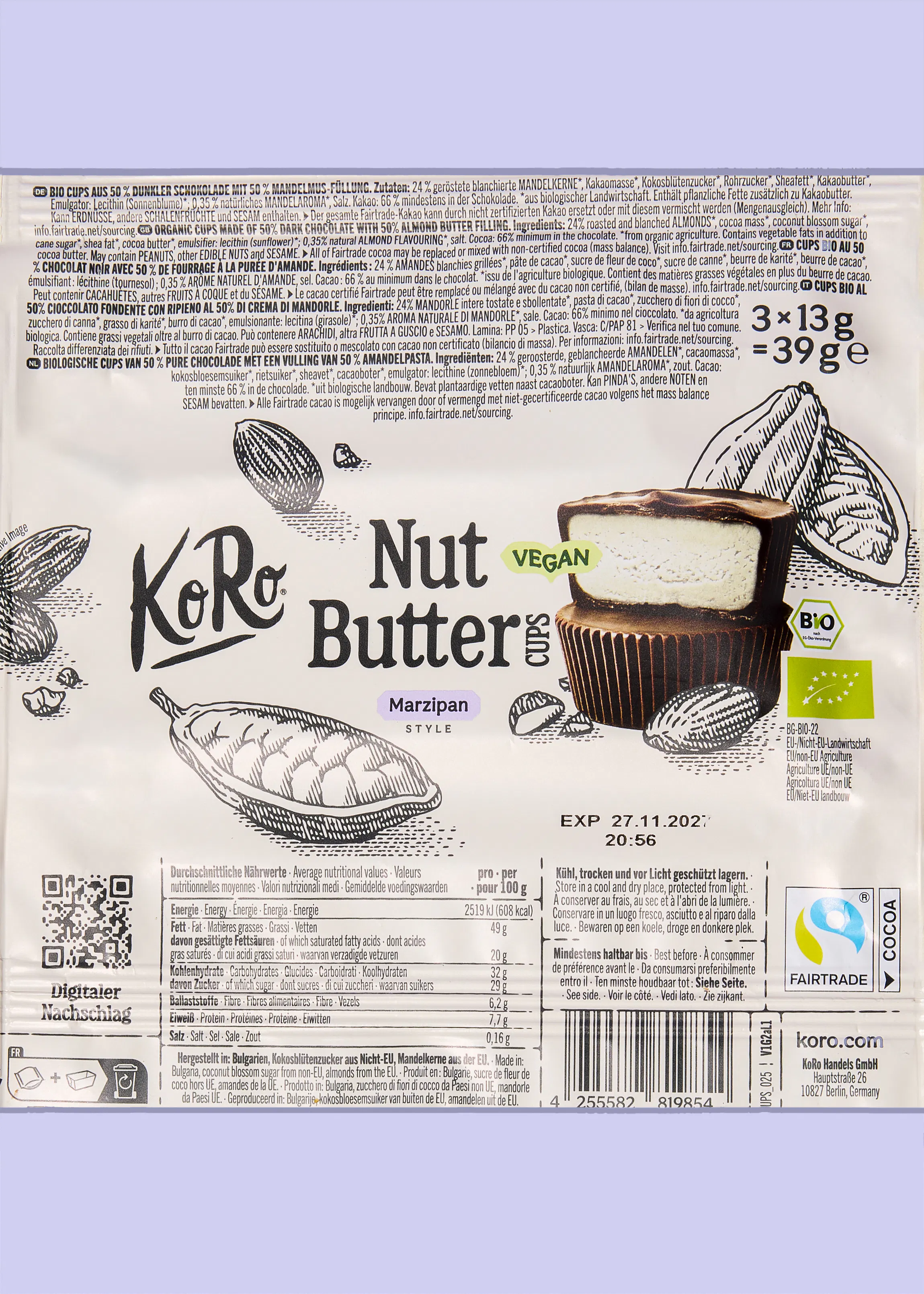 Édition limitée : Nut Butter Cups façon pâte d'amande bio | 3 x 13 g