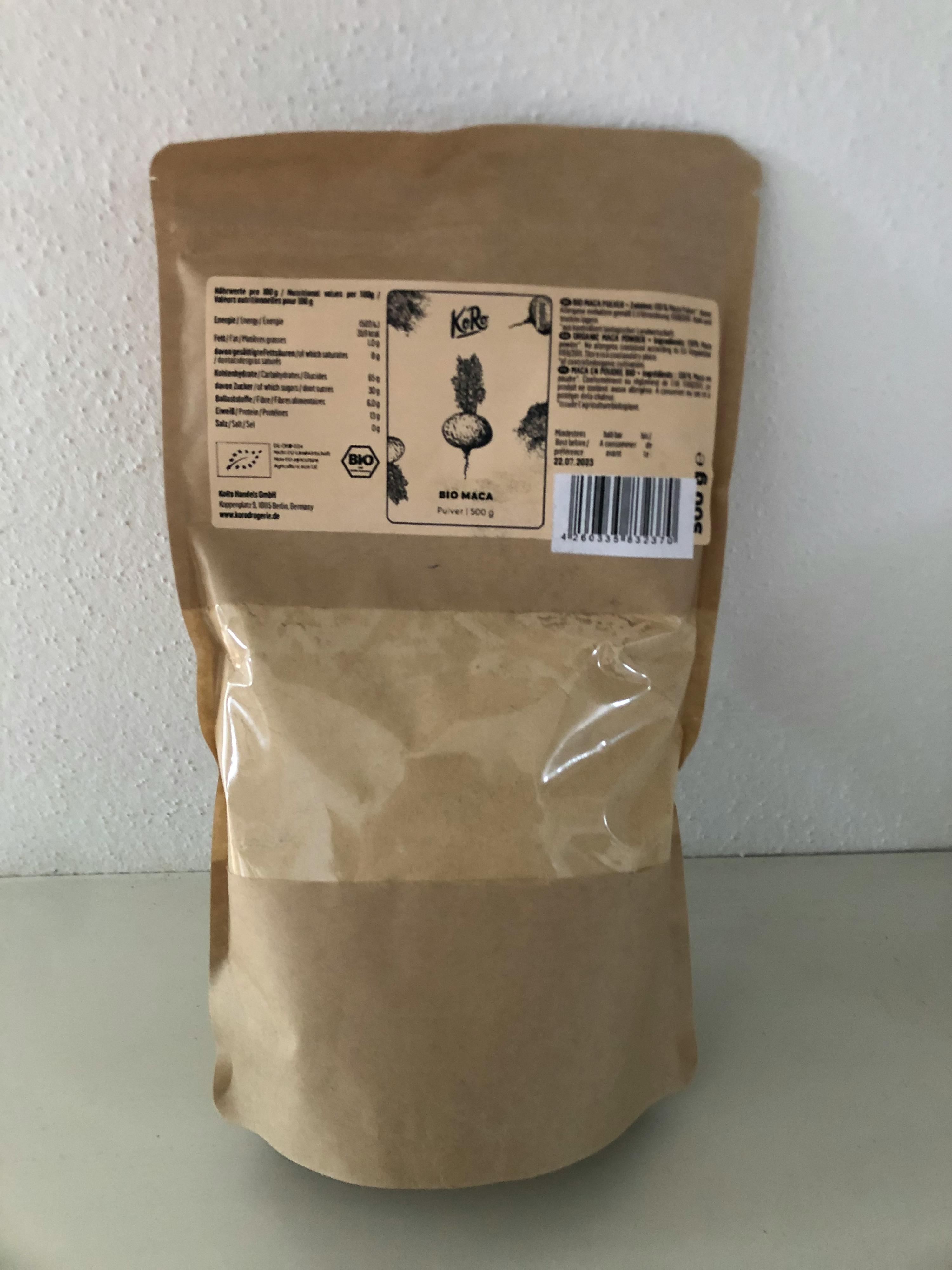 un sacchetto di carta marrone con l' etichetta a sinistra