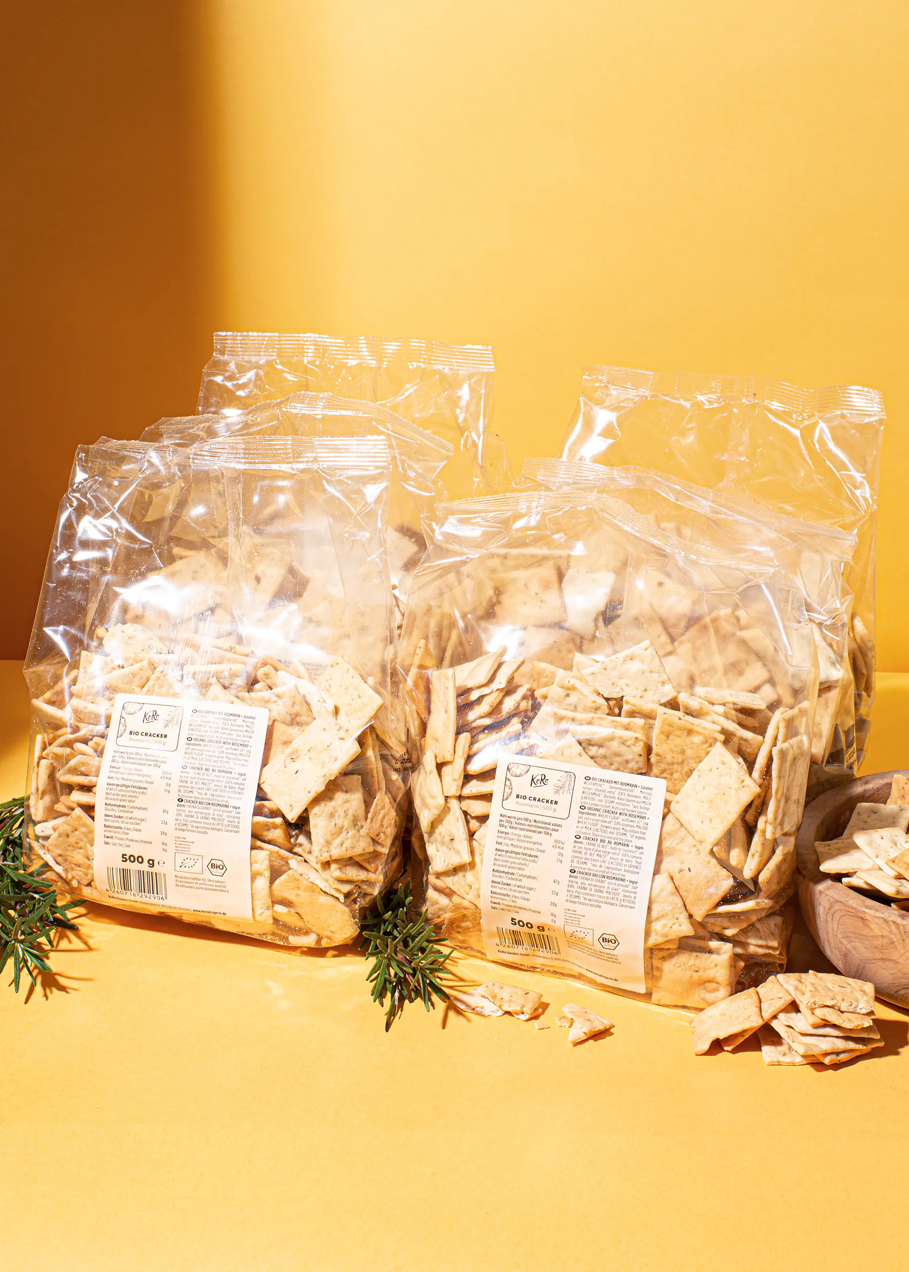 Økologiske crackere rosmarin 6 x 500 g