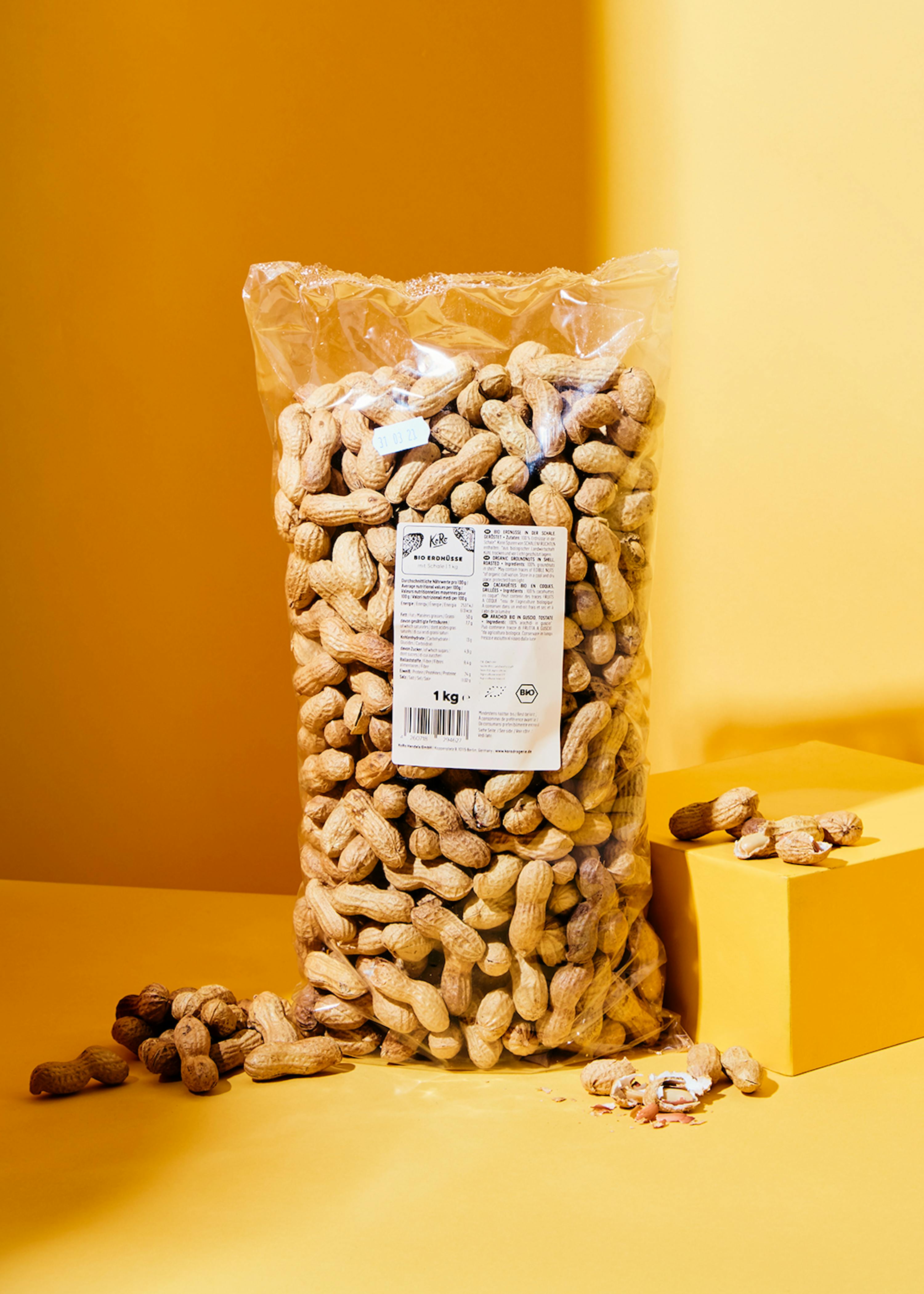 Cacahuètes non décortiquées bio 1 kg - Naturelles