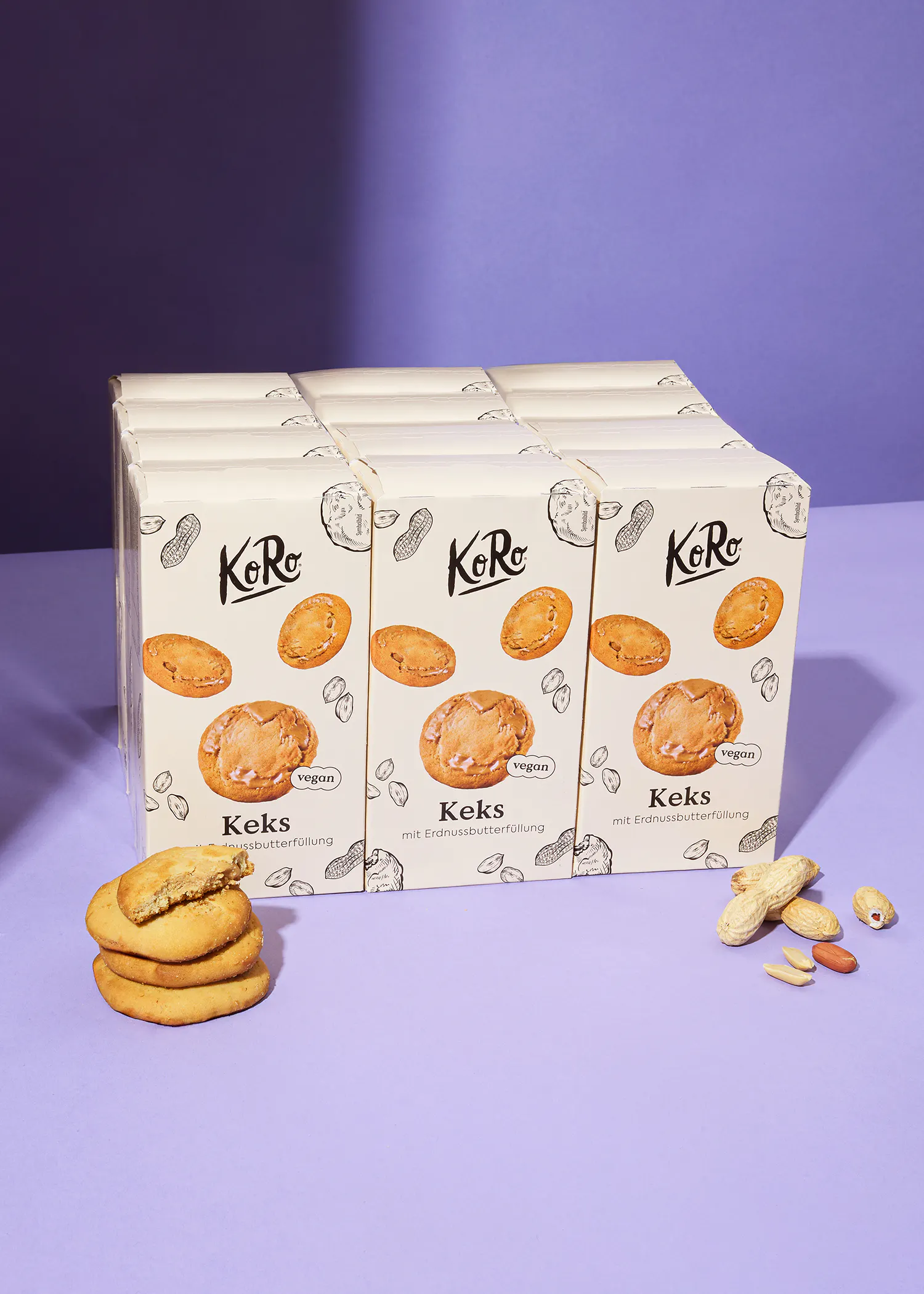 a stack of boxes of keks with peanut butter filling