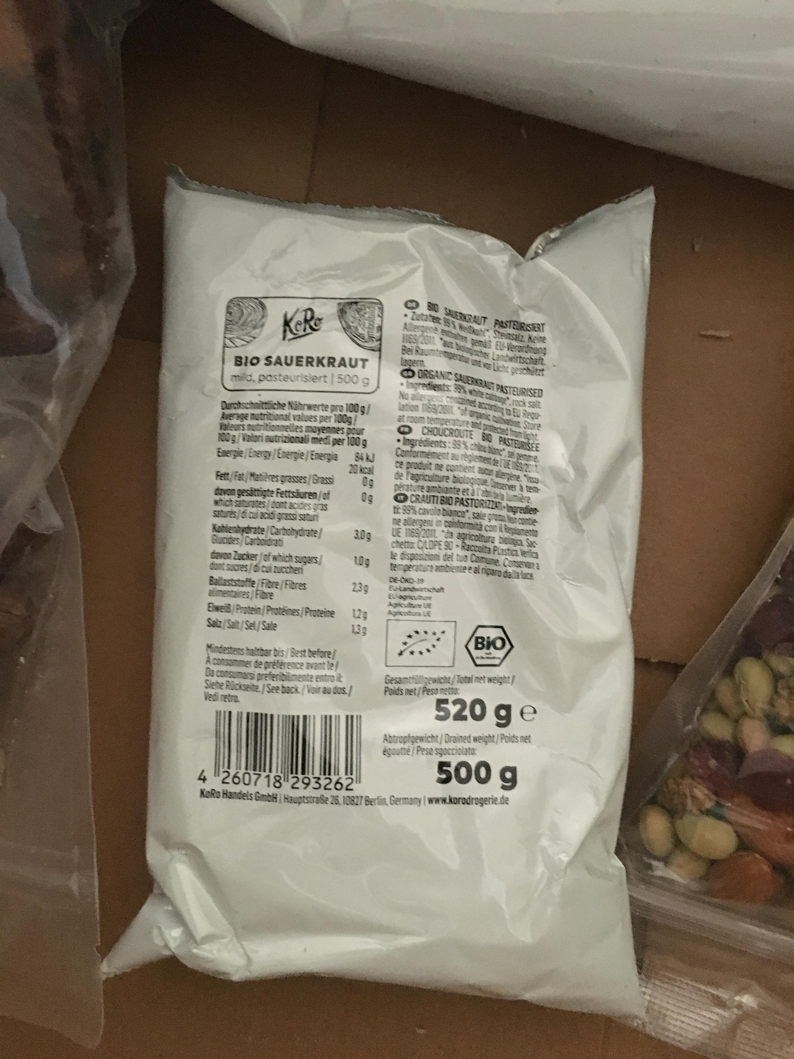 the back of a bag of 500 grams of powder