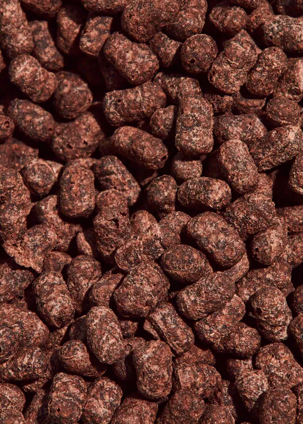 un gros plan d' un tas de granulés de chocolat