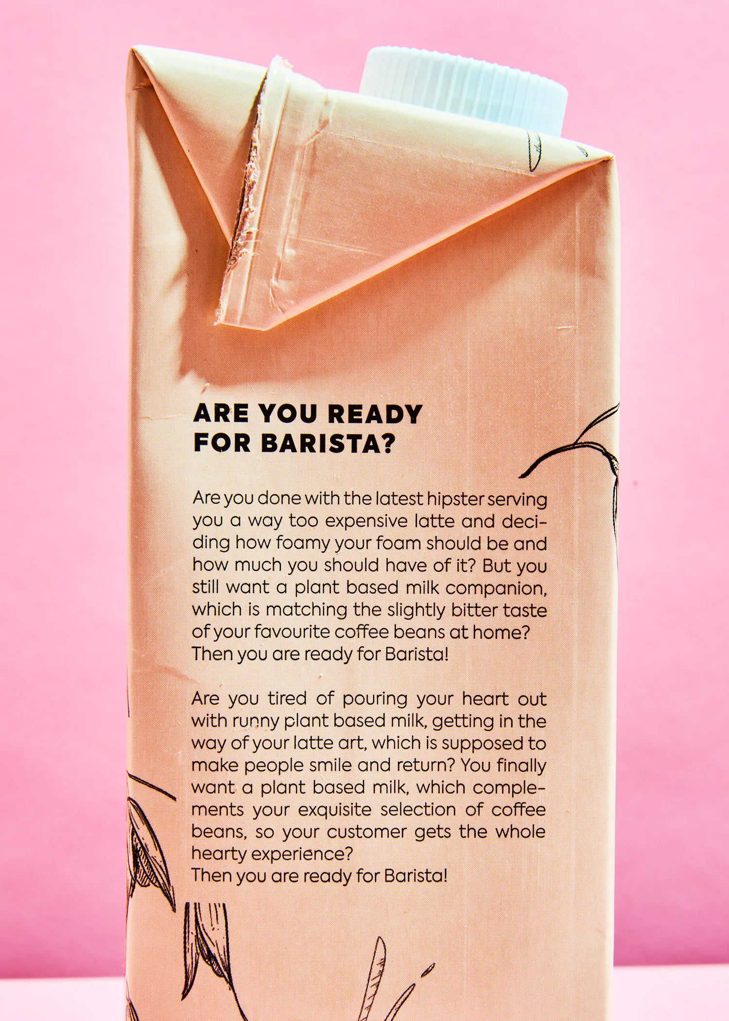 l' arrière d' une boîte de boisson végétale avec le texte " êtes-vous prêt pour barista "