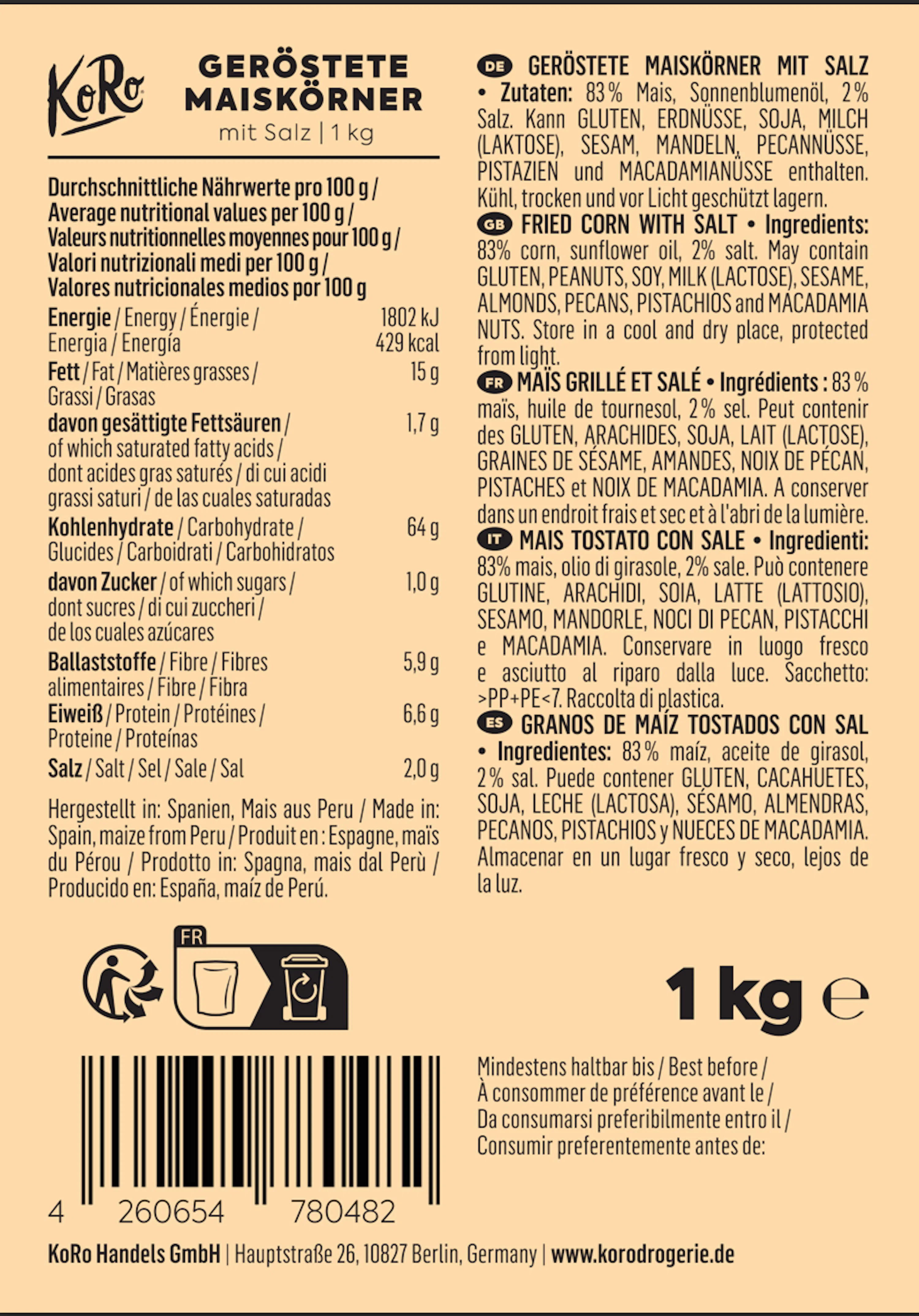 Geröstete Maiskörner mit Salz 1 kg — 5