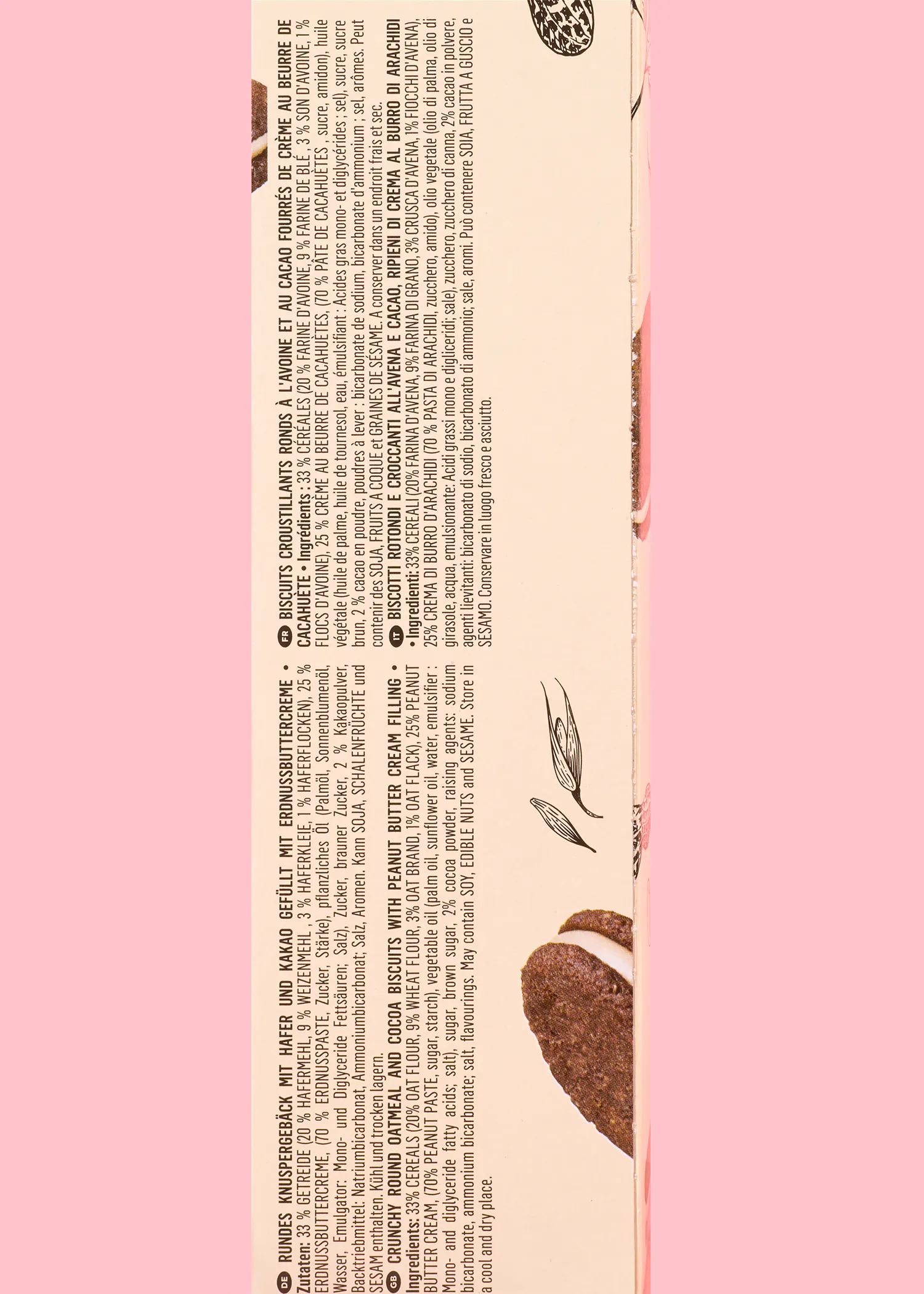 l' arrière d' une boîte de biscuits avec des ingrédients en langues étrangères