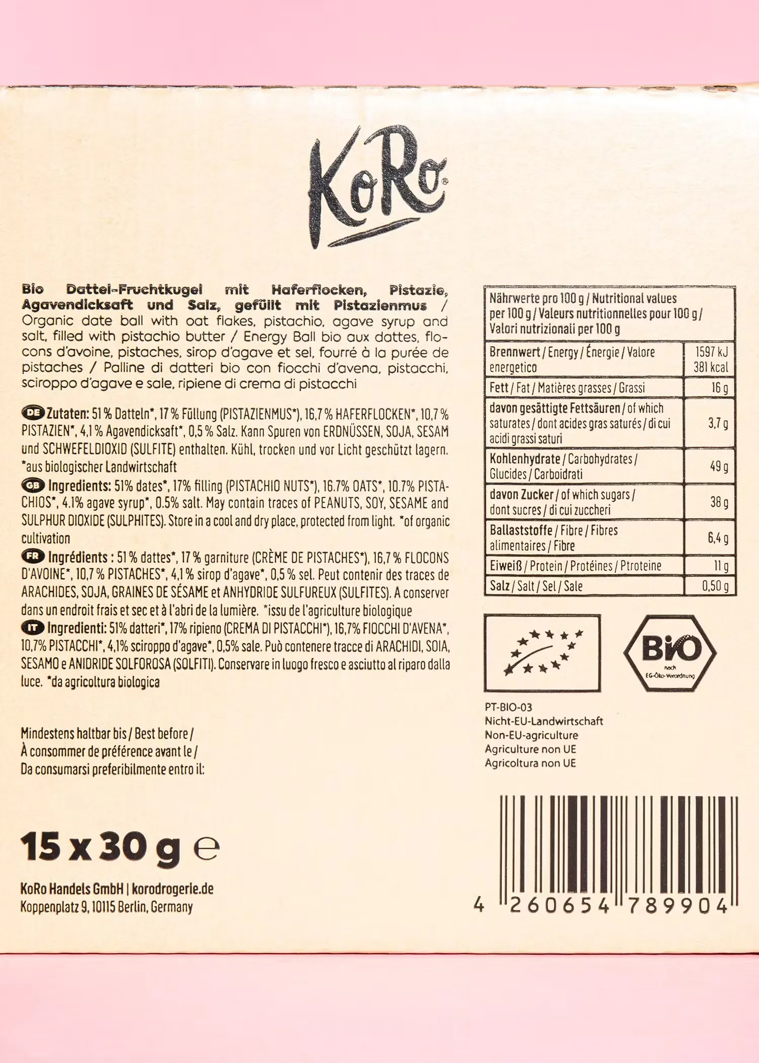 l' arrière d' une boîte de biscuits avec une étiquette bio