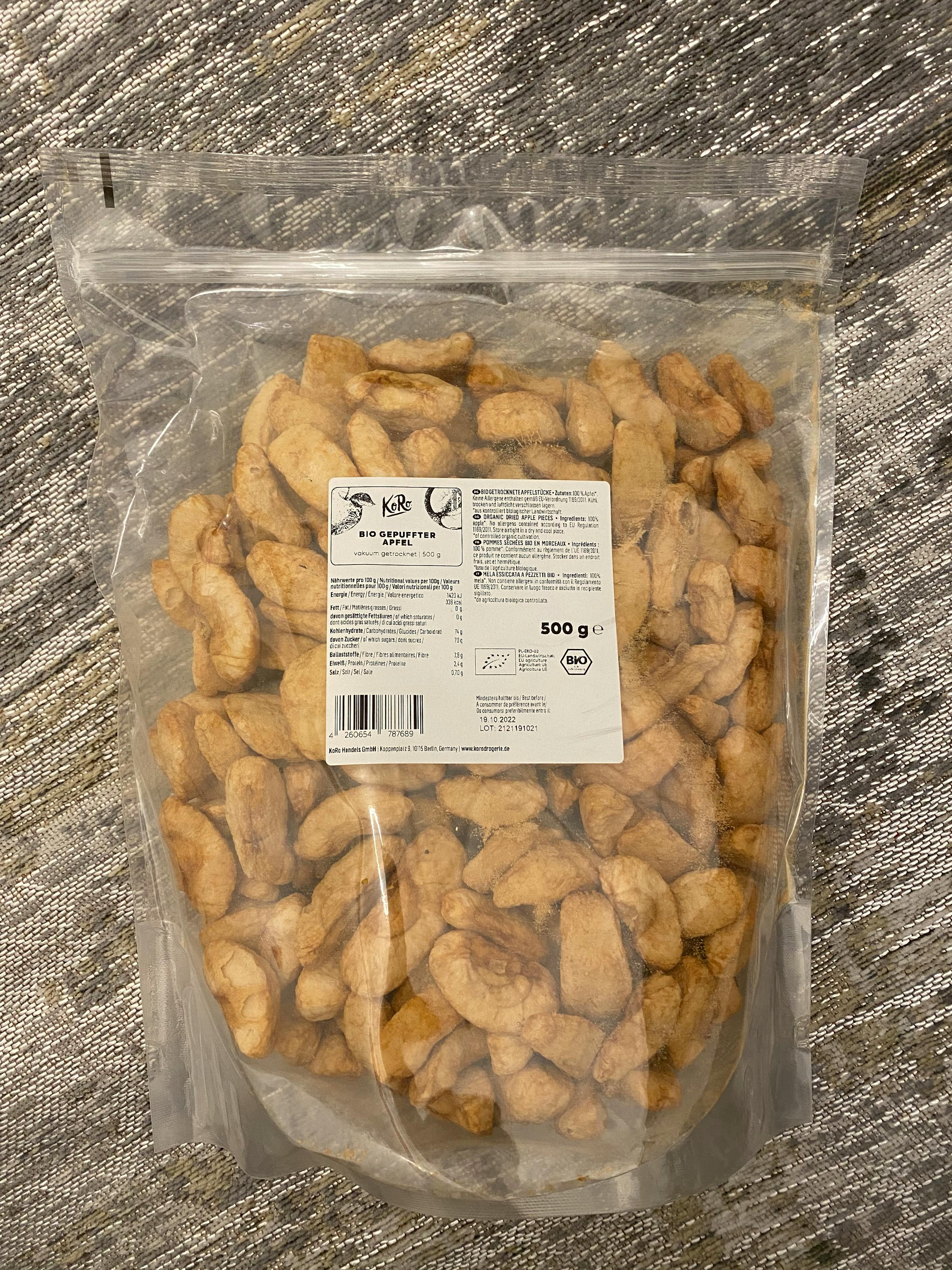 a bag of food with a label that says 500 g on it