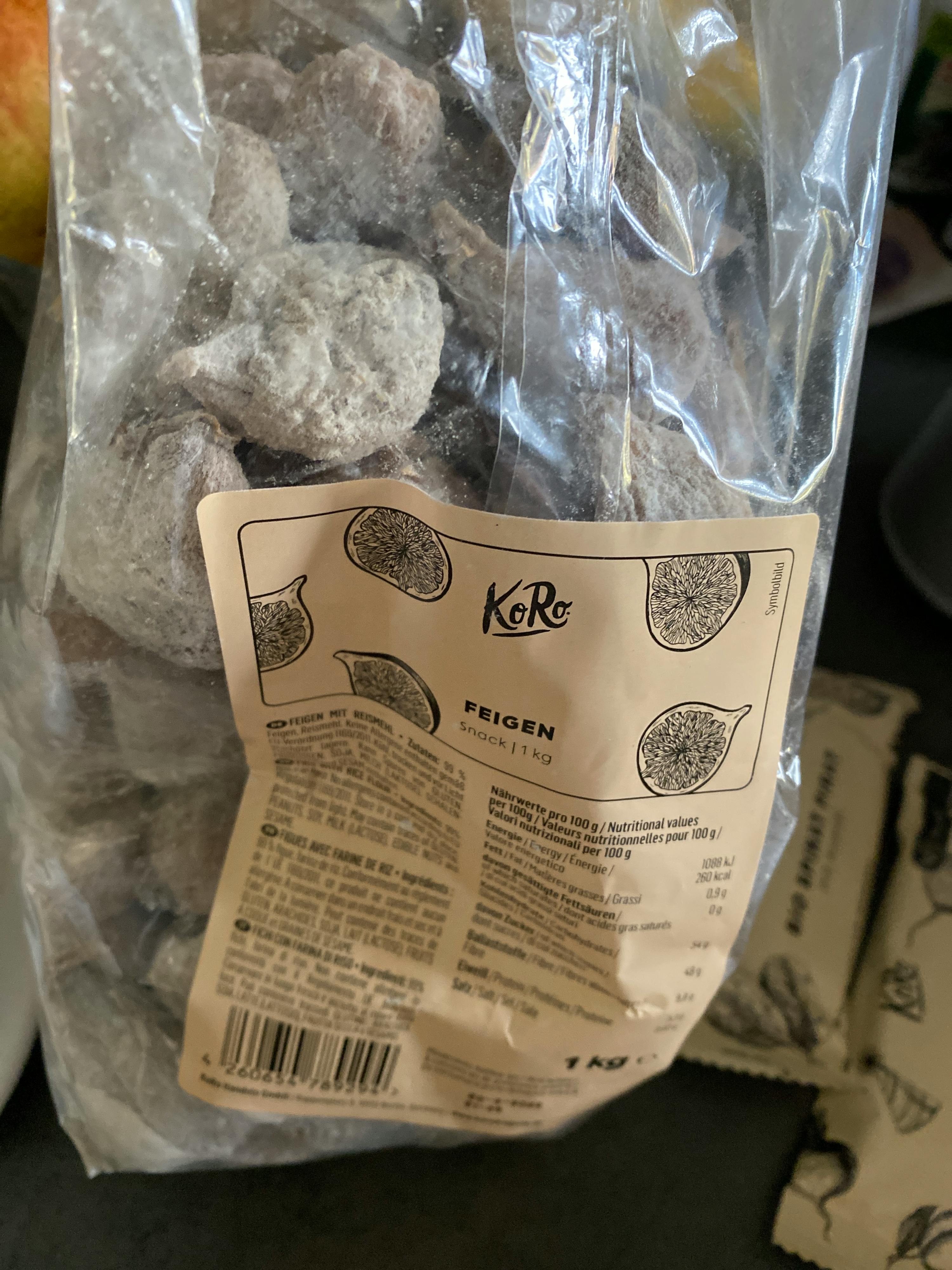 un sac en plastique avec une étiquette sur le dessus avec l' écriture " feigen "