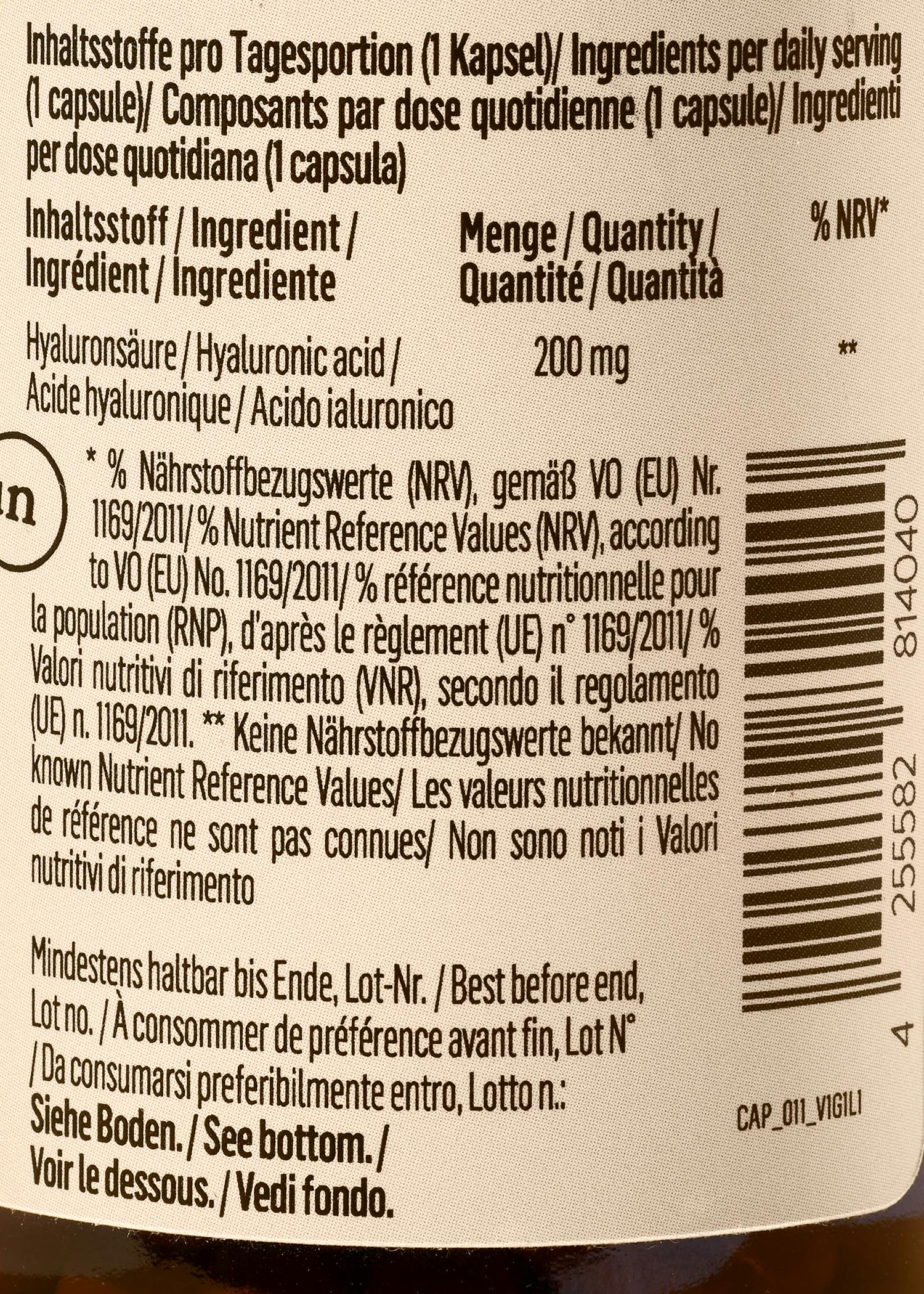 the back of a bottle contains ingredients per daily serving