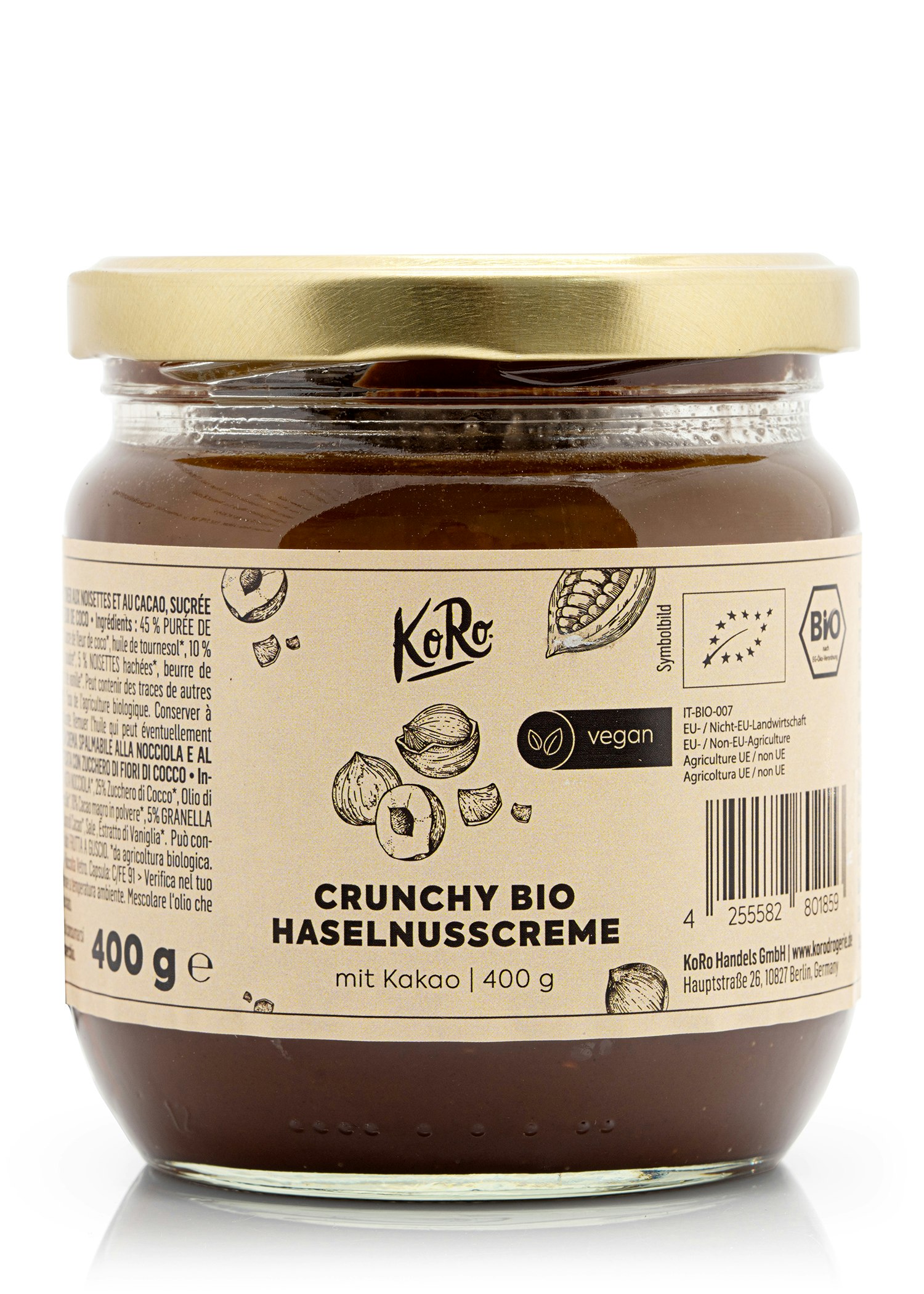 Crunchy Bio Haselnusscreme mit Kakao kaufen | KoRo Austria