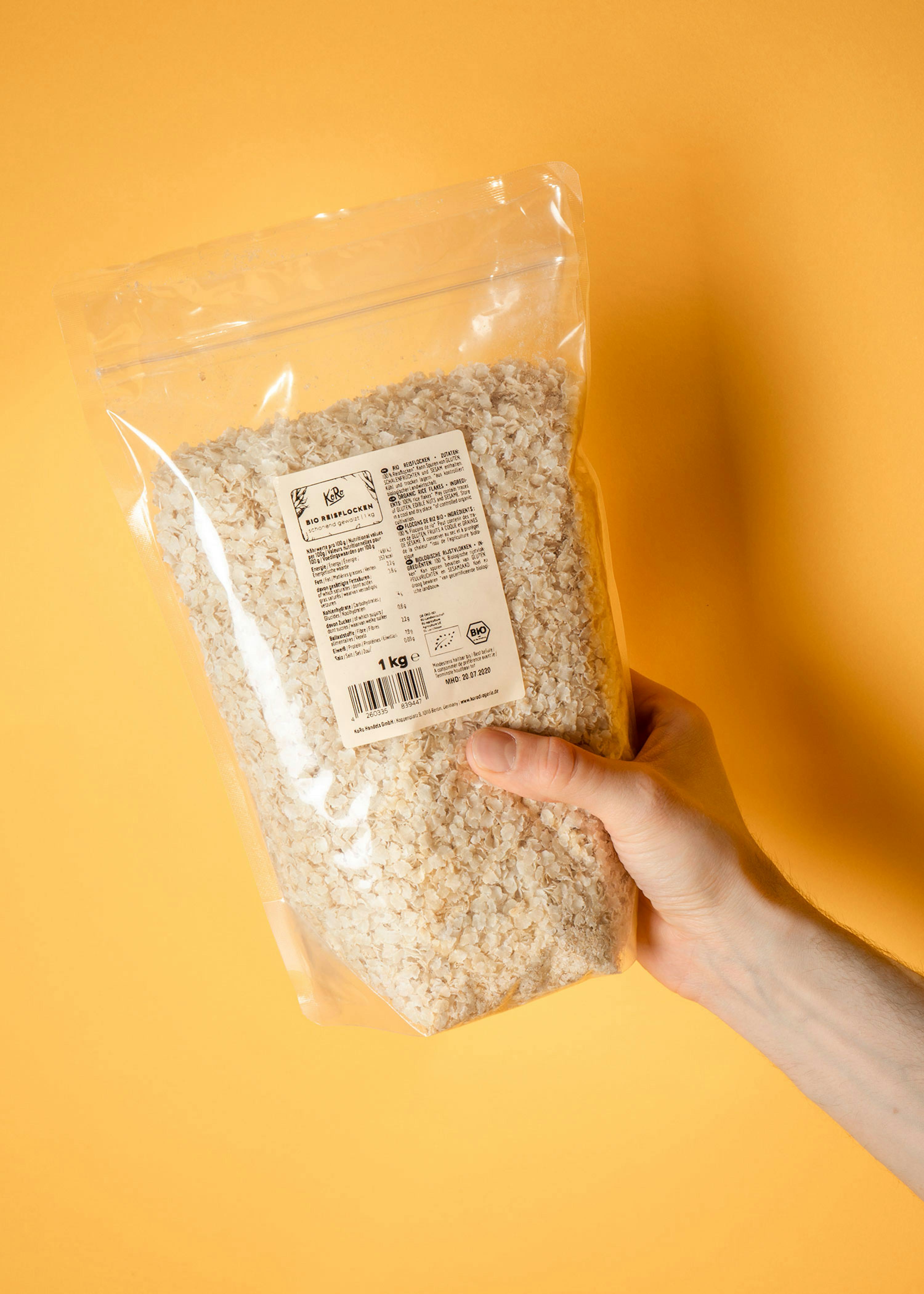 Flocons de riz bio 1 kg - Préparation rapide - Vegan