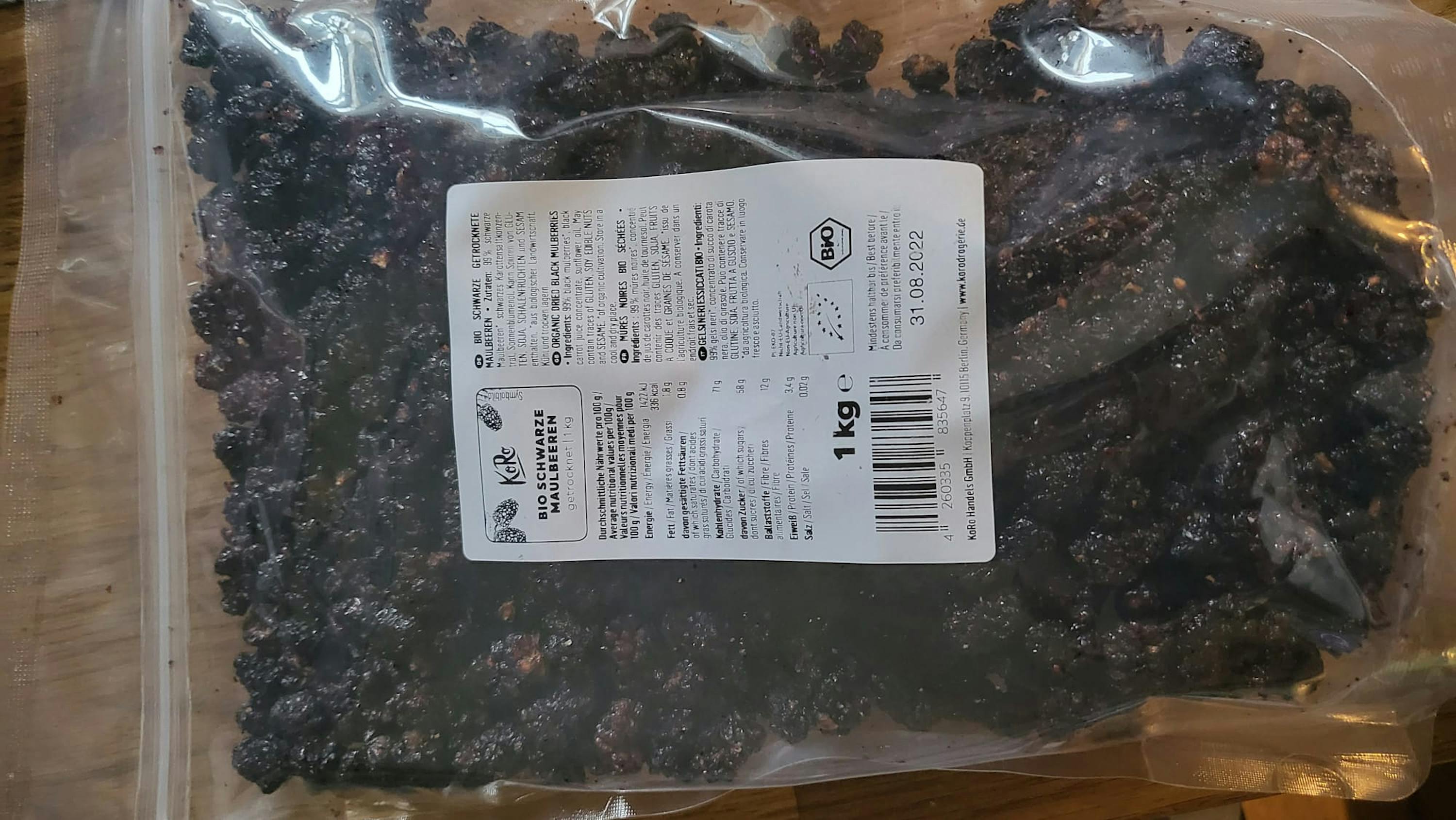 eine Plastiktüte mit einem Gewicht von 1 kg