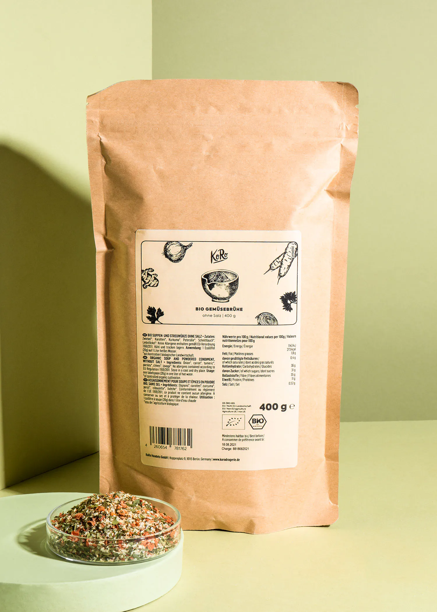 a bag of food with a label that says bio