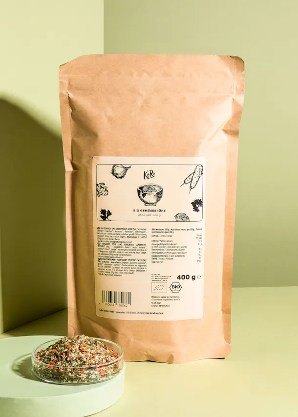 a bag of food with a label that says bio