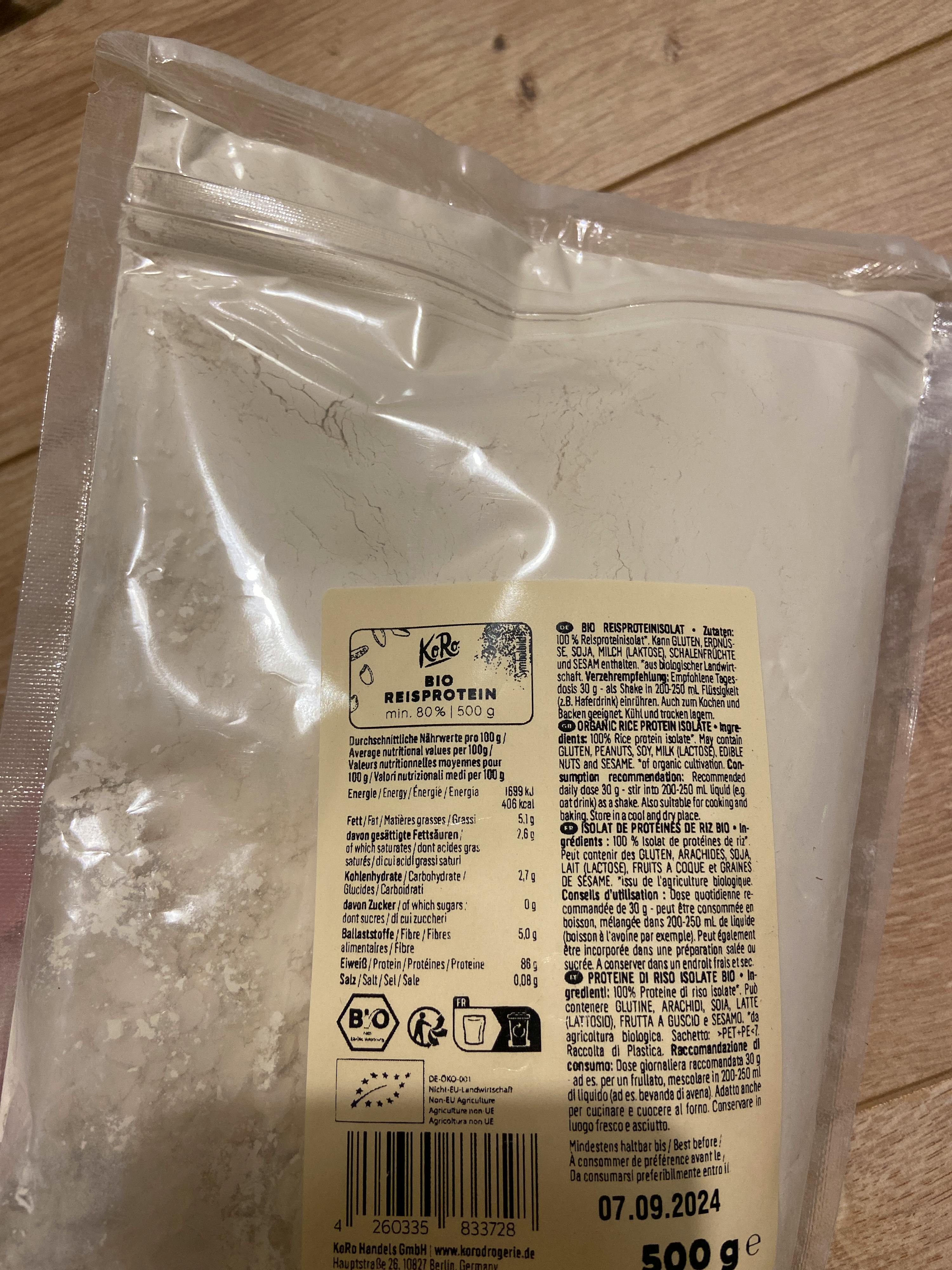 die Rückseite eines Plastikbeutels mit einem Etikett auf der Rückseite