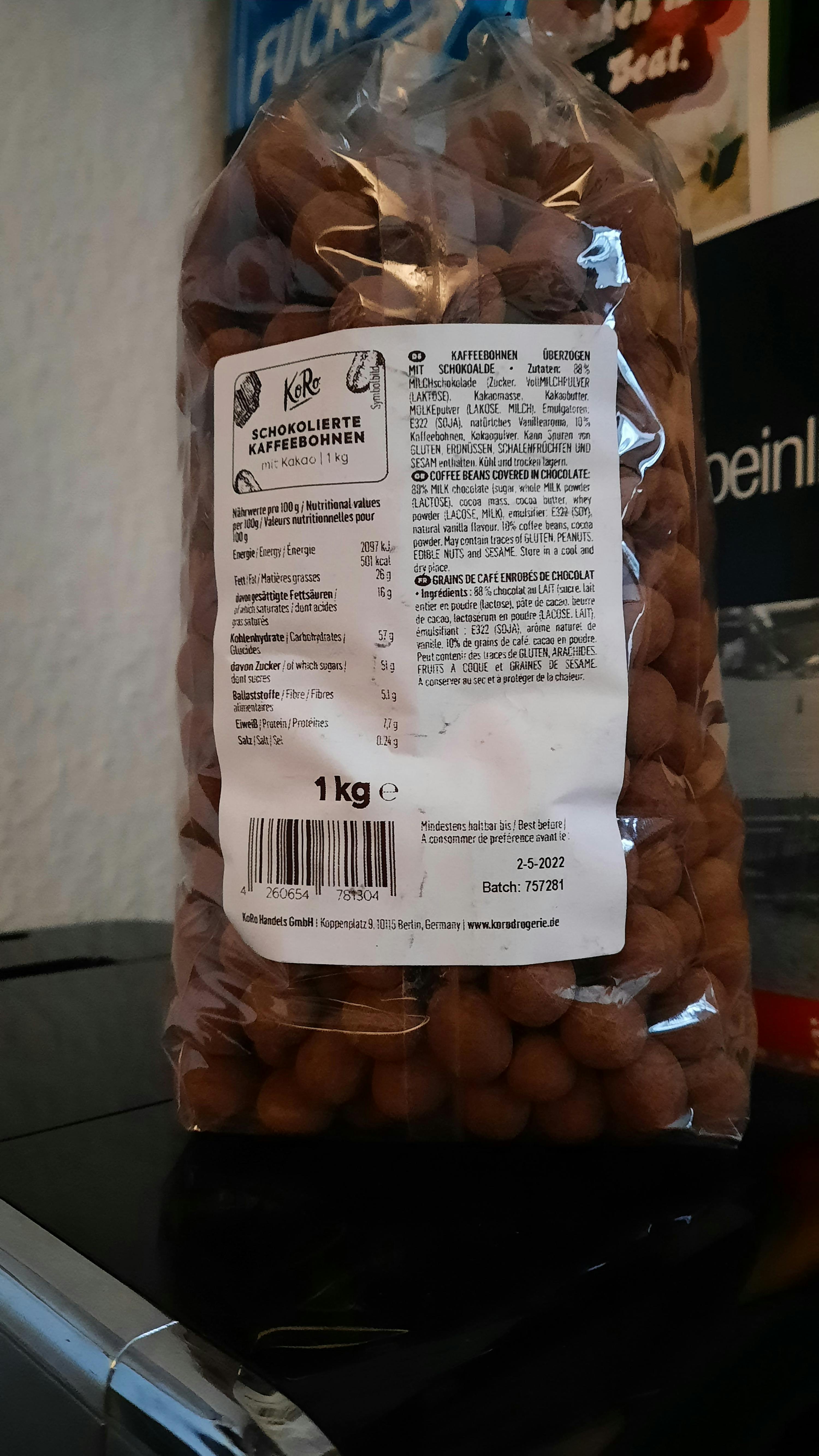 eine Tüte Schokoladenkekse mit einem Gewicht von 1 kg