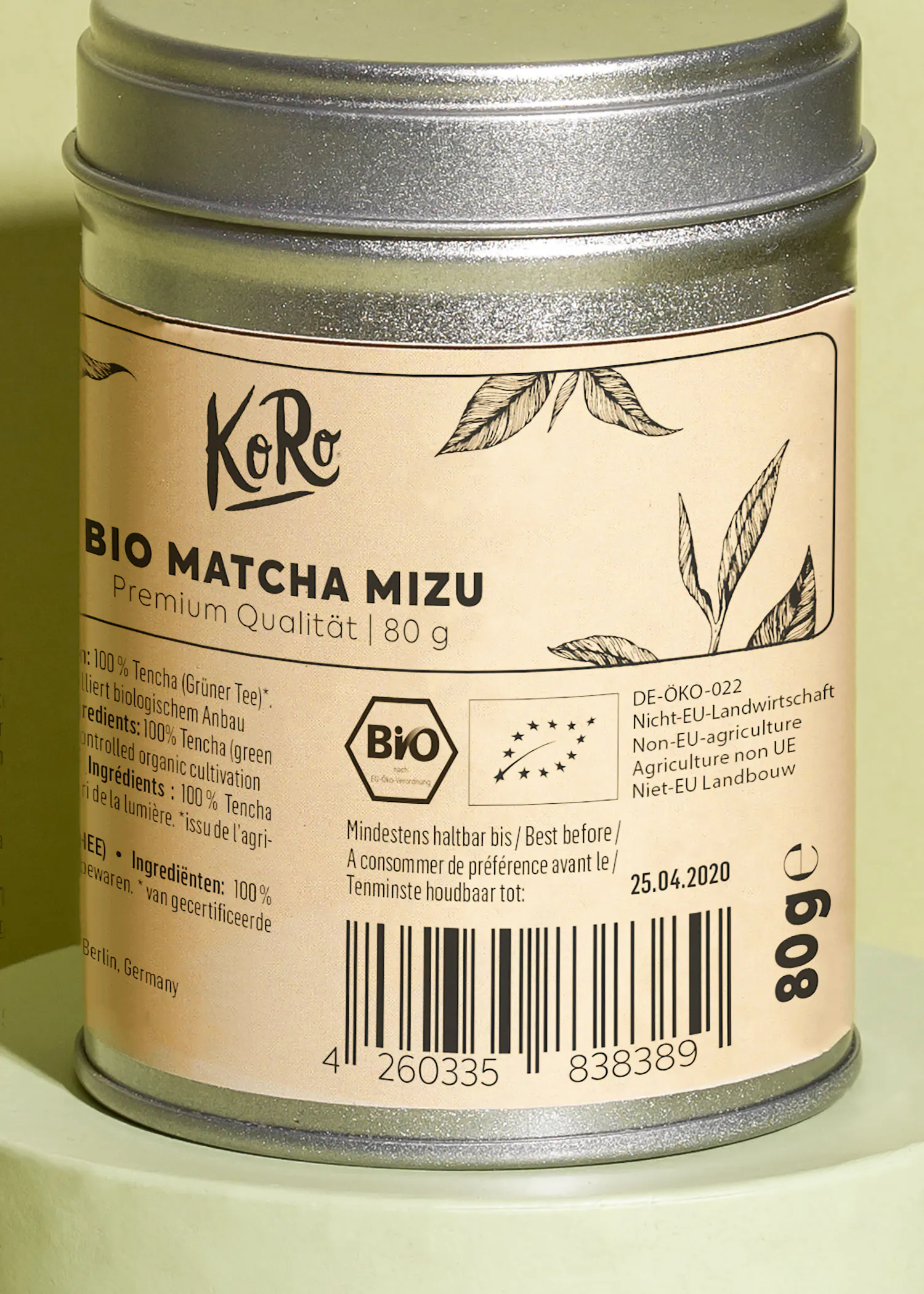 une boîte de bio matcha mizu premium qualité 80g
