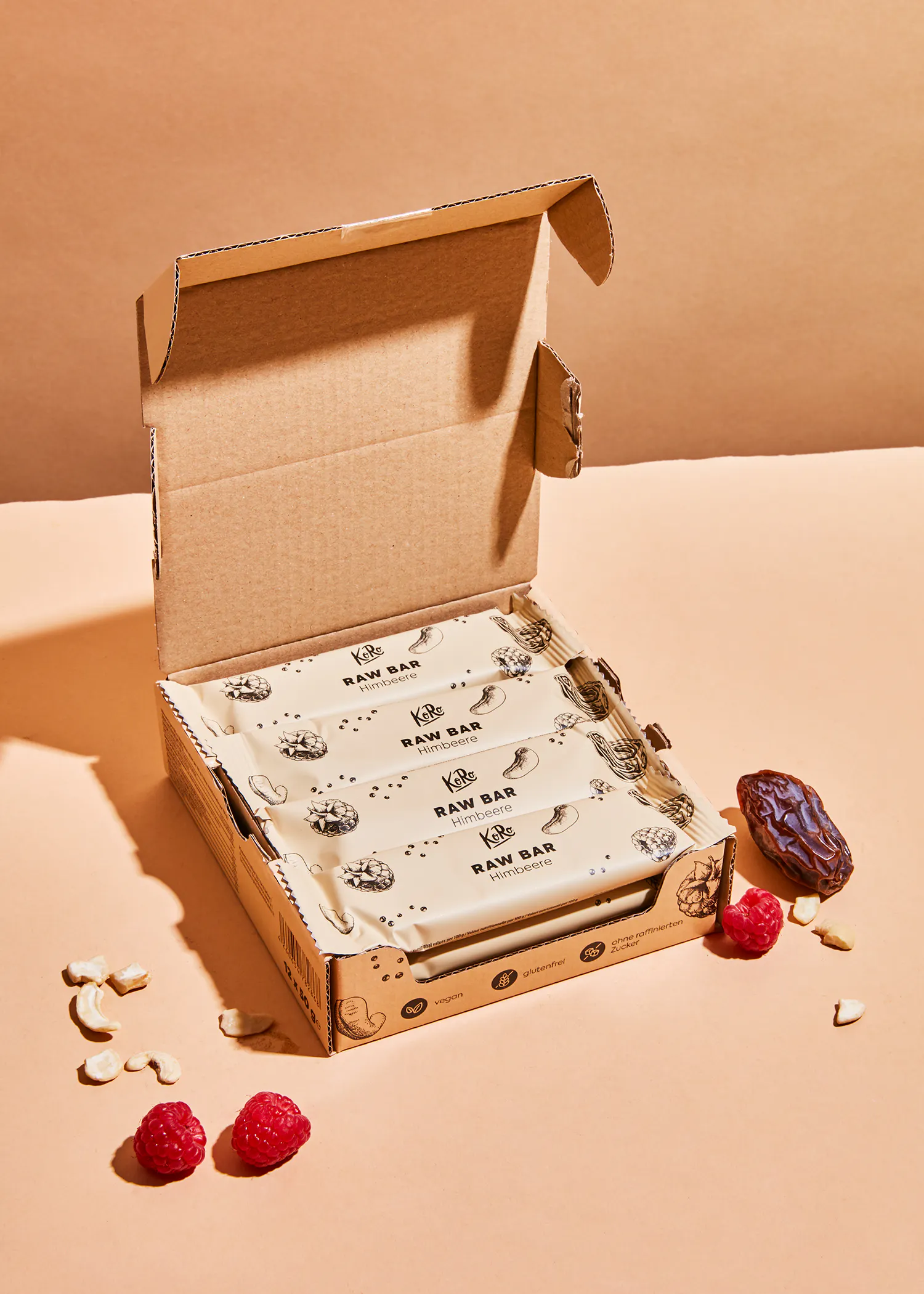 a box of raw bars sitting on a table