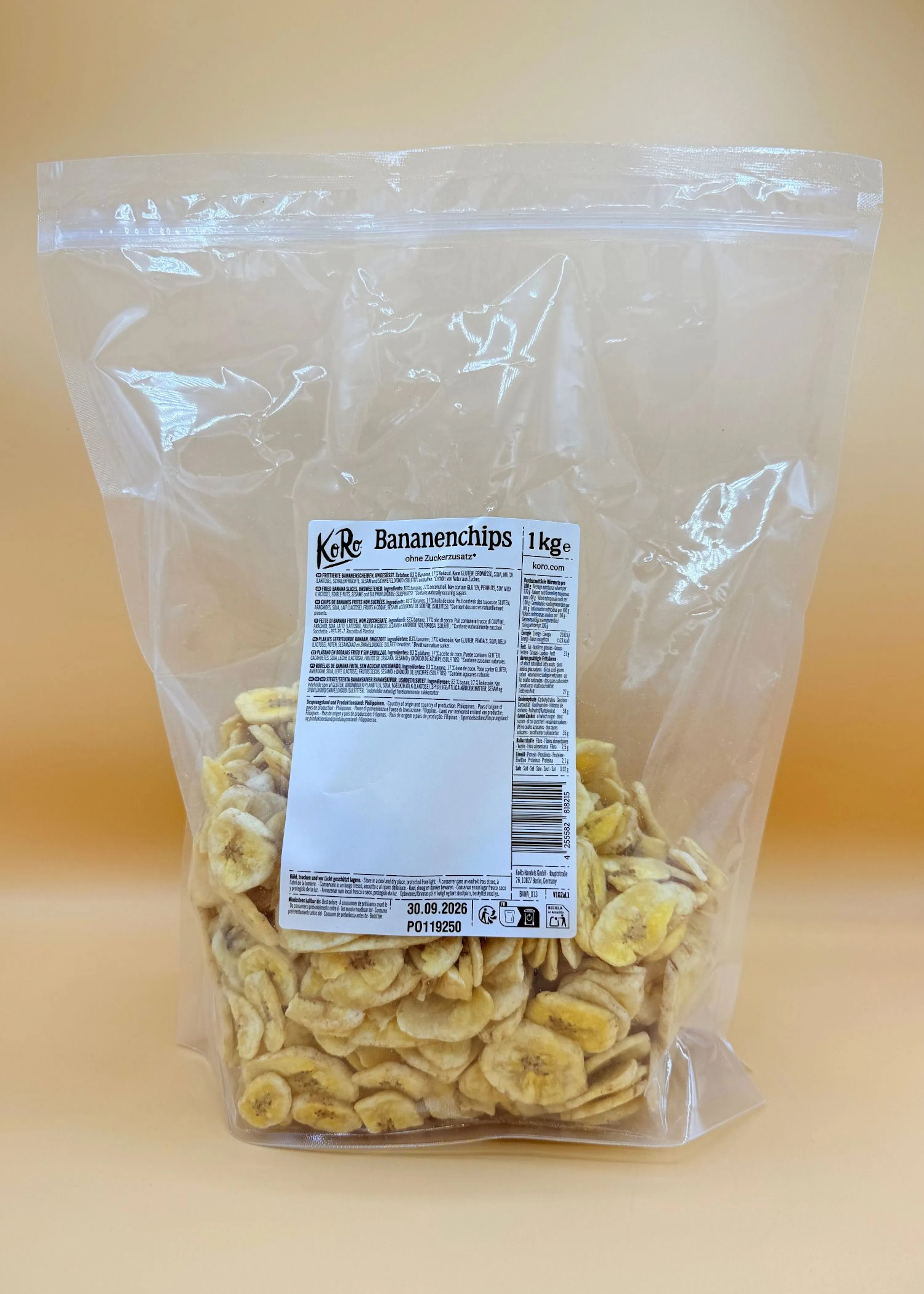 Chips di banana senza zuccheri aggiunti | 1 kg